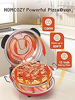 Vista 2 de Electric Pizza Oven Indoor with Glazed Ceramic Stone, 12-Inch Portable Countertop Pizza Maker with Adjustable Timer, 1200W Heat up to 800°F Pizza