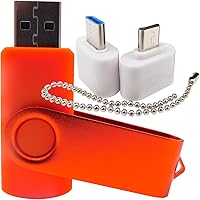 Vista 1 de Mini unidad flash USB de capacidad con 1 OTG (Micro USB) y 1 adaptador tipo C (USB-C) para teléfono móvil (naranja, 256 MB)