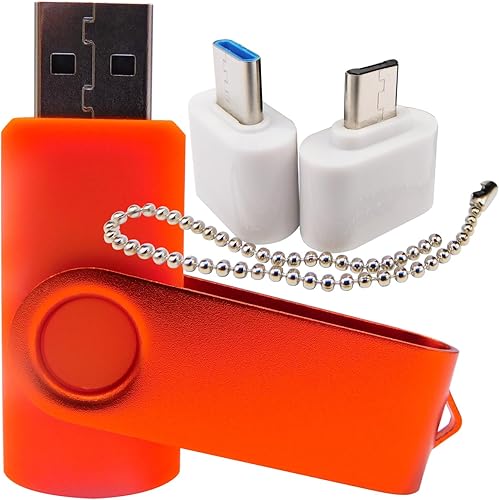 Miniatura 3 de Memoria USB de 4 GB, unidades de memoria con 1 OTG (Micro USB) y 1 adaptador tipo C (USB-C) para teléfono móvil (azul)