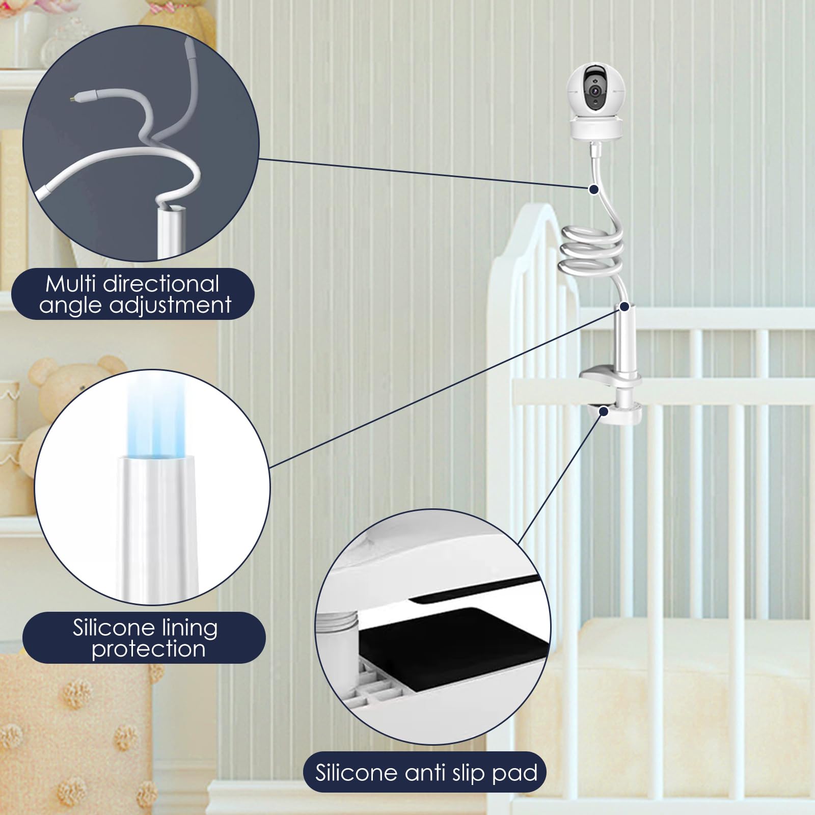 Supporto per Fotocamera per Baby Monitor, Supporto per Monitor più sicuro Baby, Montare la Mensola senza Forare Supporto Compatibile con la Maggior Parte dei Baby Monitor