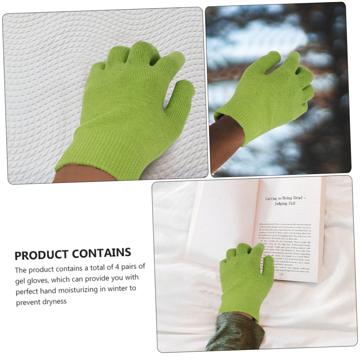SHERCHPRY Guanti Idratanti in Gel per Cura Mani Cotone e Silicone, 4 Paia per Protezione Pelle e Riparazione Anti Screpolature Invernali Colore Casuale