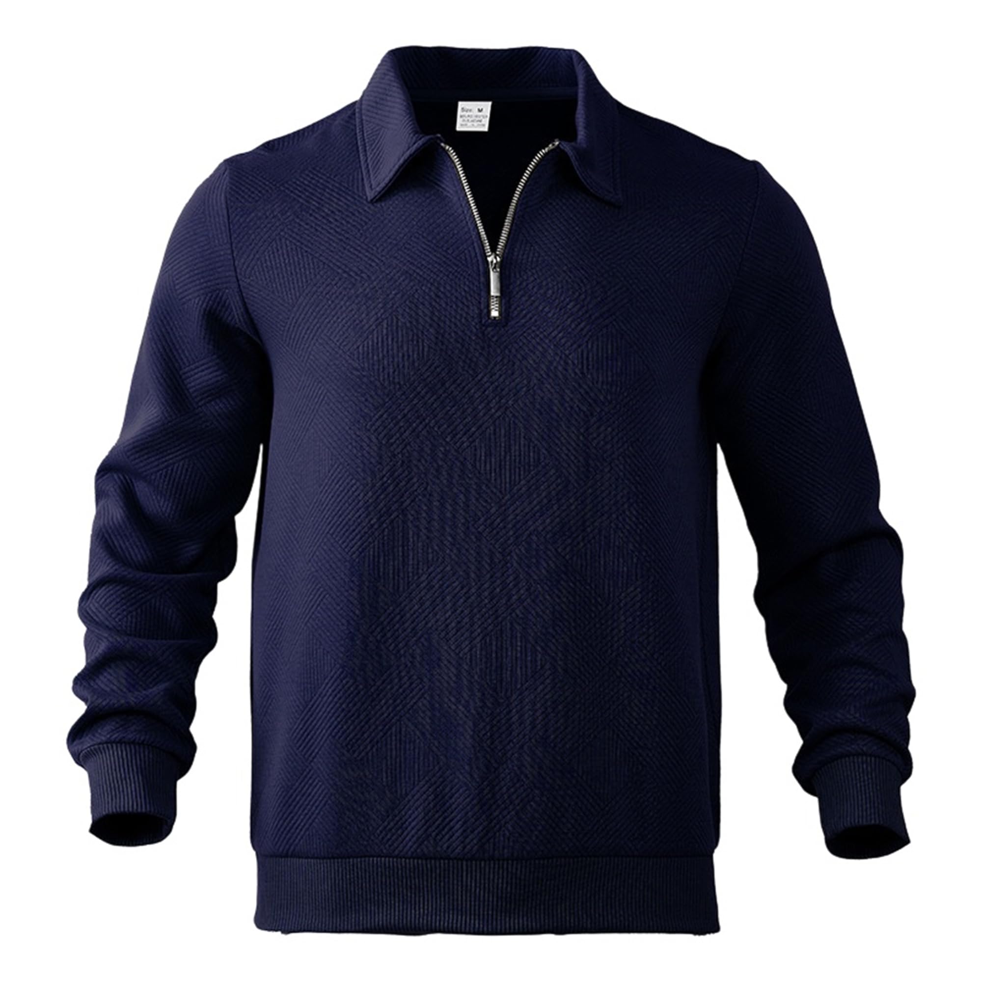 Sudadera Hombre Media Cremallera Cuello Polo Texturado Suéter Casual Golf