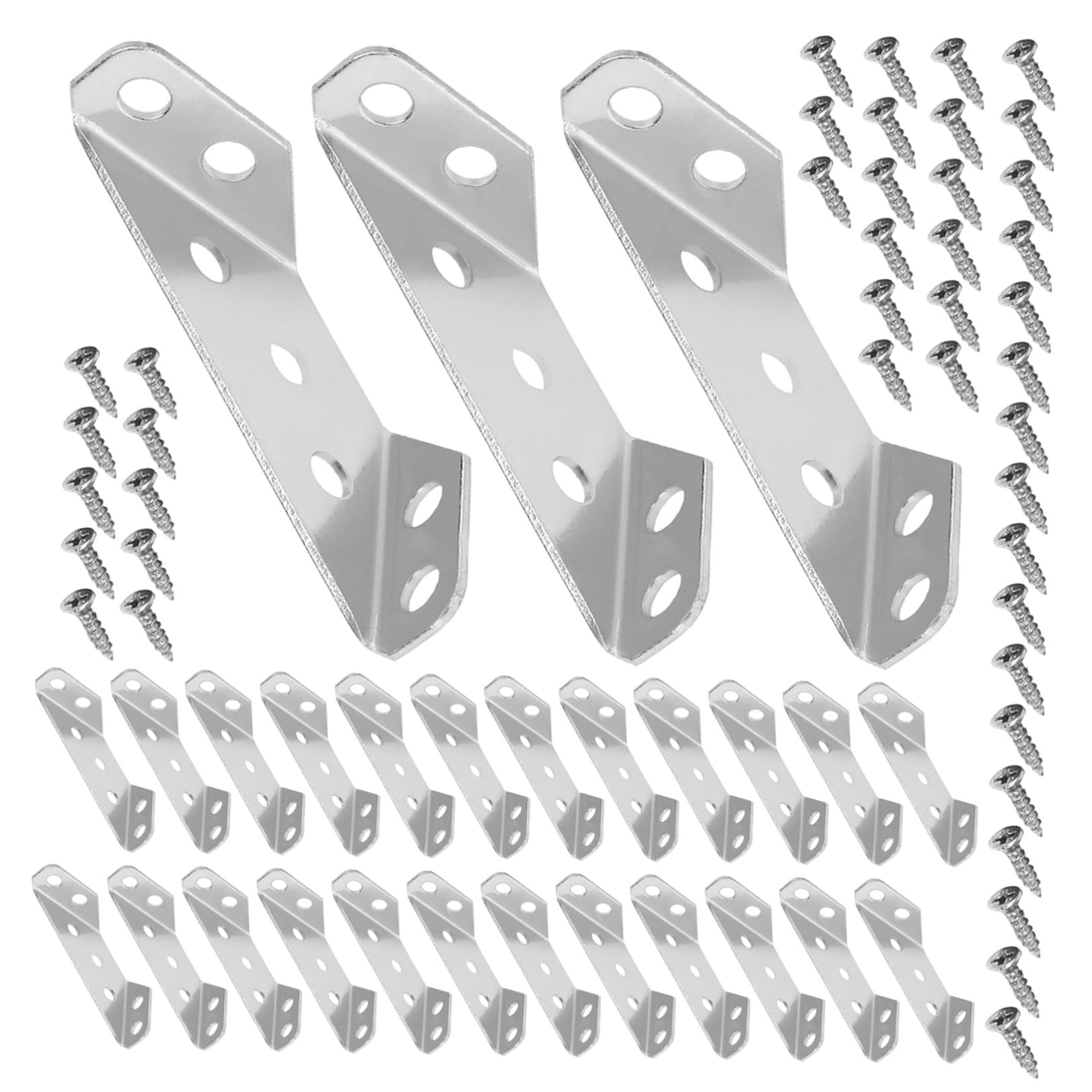 Ipetboom Supporti Angolari in Acciaio Inossidabile 48 Set Staffe Triangolari Resistenti alla Corrosione per Mobili Bagno e Armadi Progetti Fai-da-te