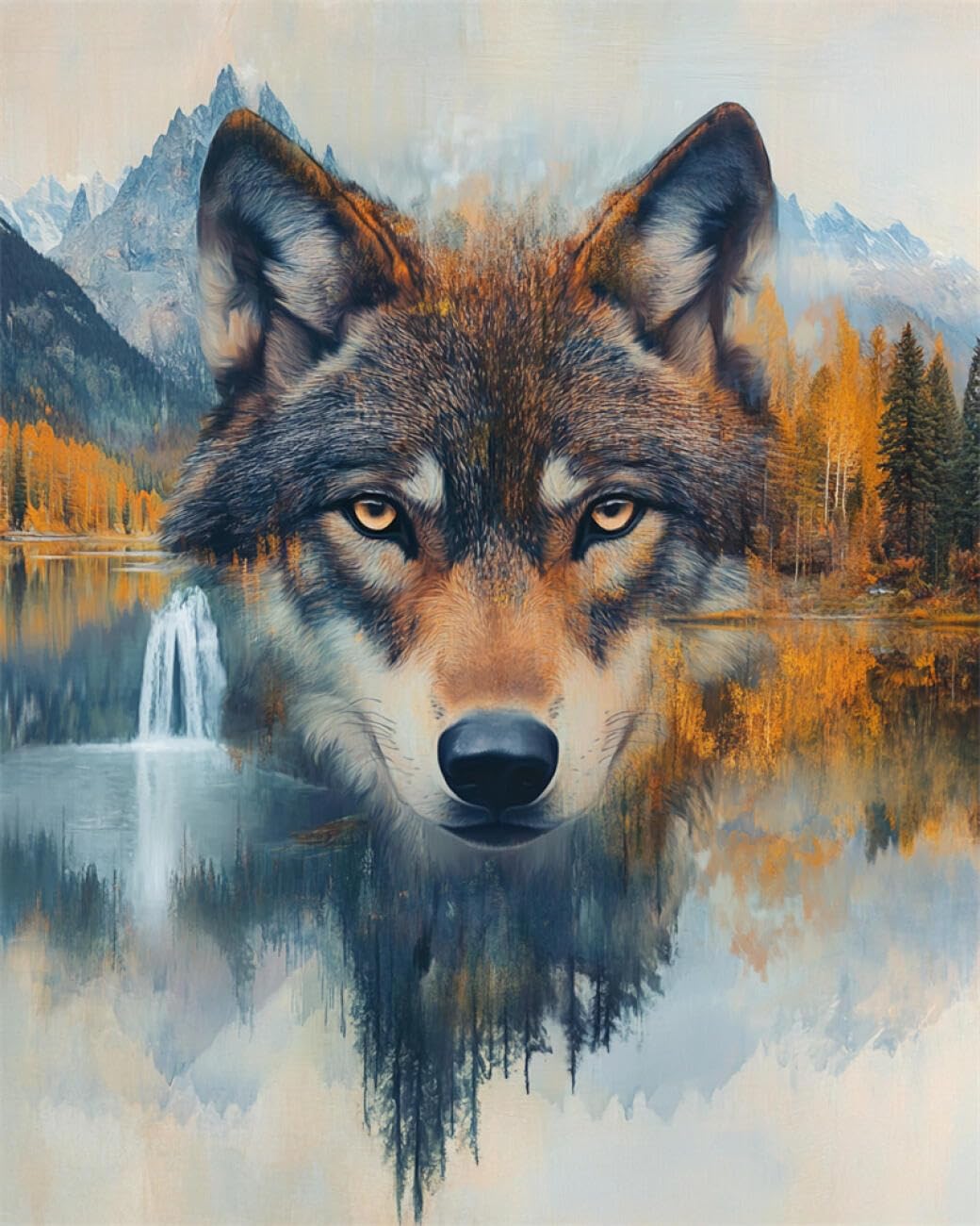 RKFLGEW DIY Bead Embroidery Kits Wolves and Scenery 30x40cm