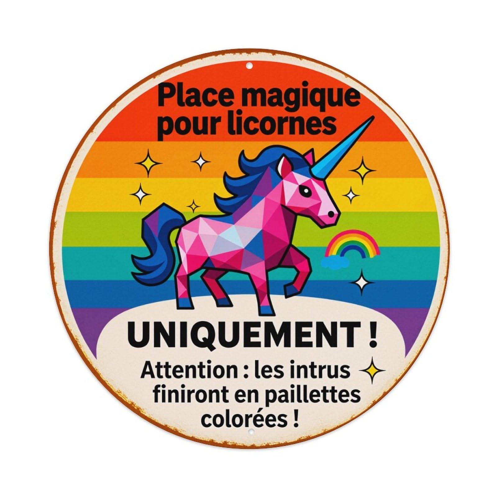 Rainbow Unicorn Magic Place Only Metal Tin Sign Vintage Garden Bedroom Cafe Bar Man Cave Home Wall Decor Metal Poster 8x8 inches