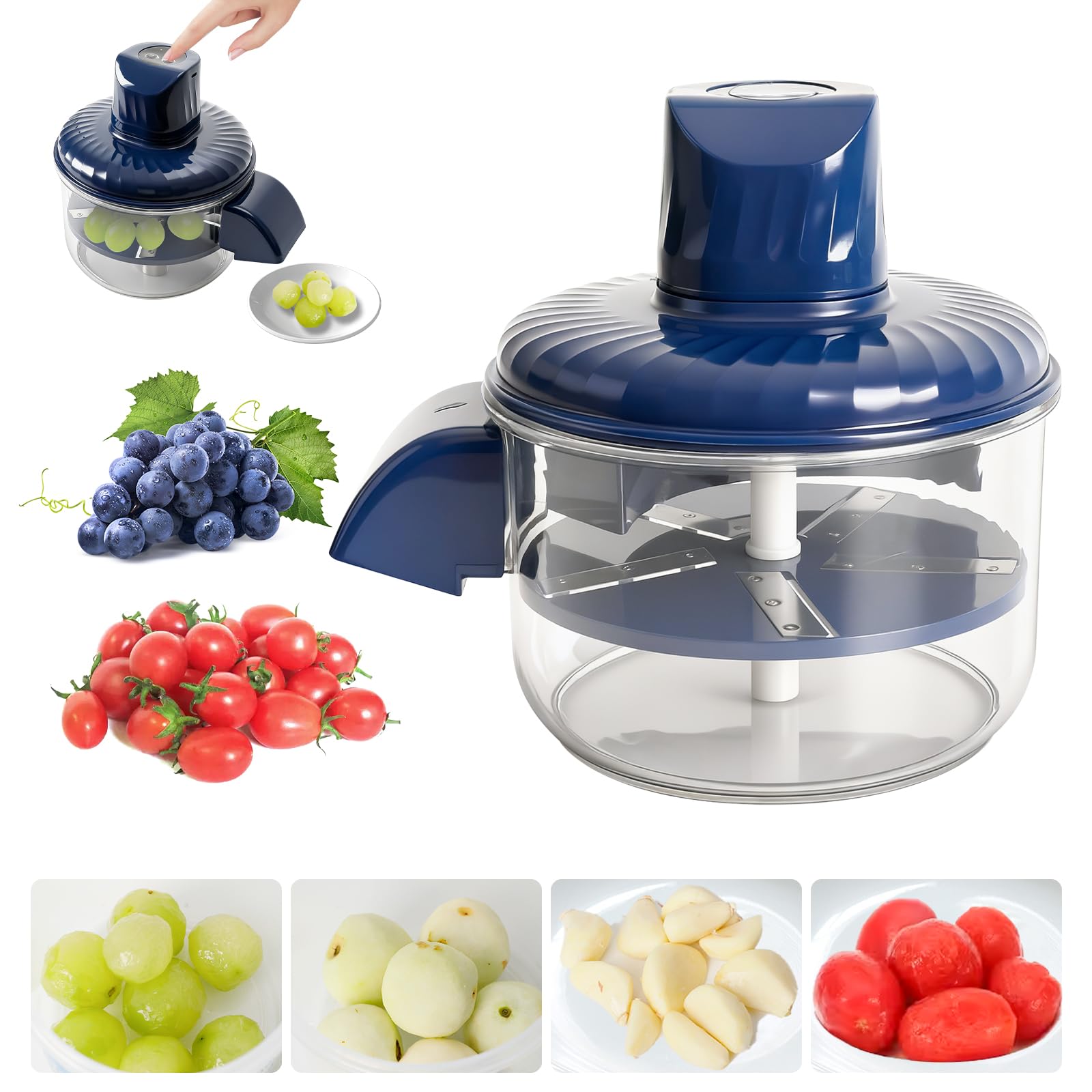 Éplucheur de raisin électrique, 3 en 1 automatique automatique pour petits fruits, éplucheur d'ail, machine pour raisins, ail, tomates, dattes, prunes, olives