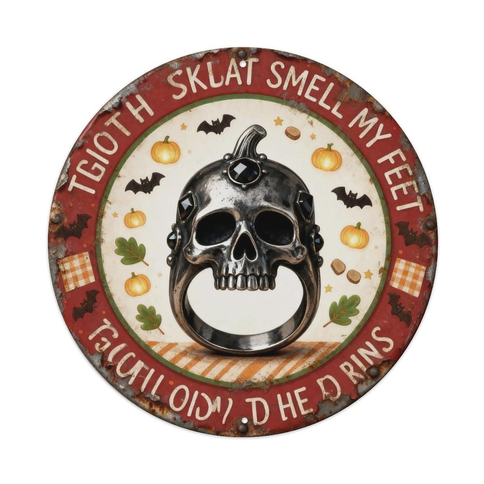 Goth Skull Ring Metal Tin Sign Plaque