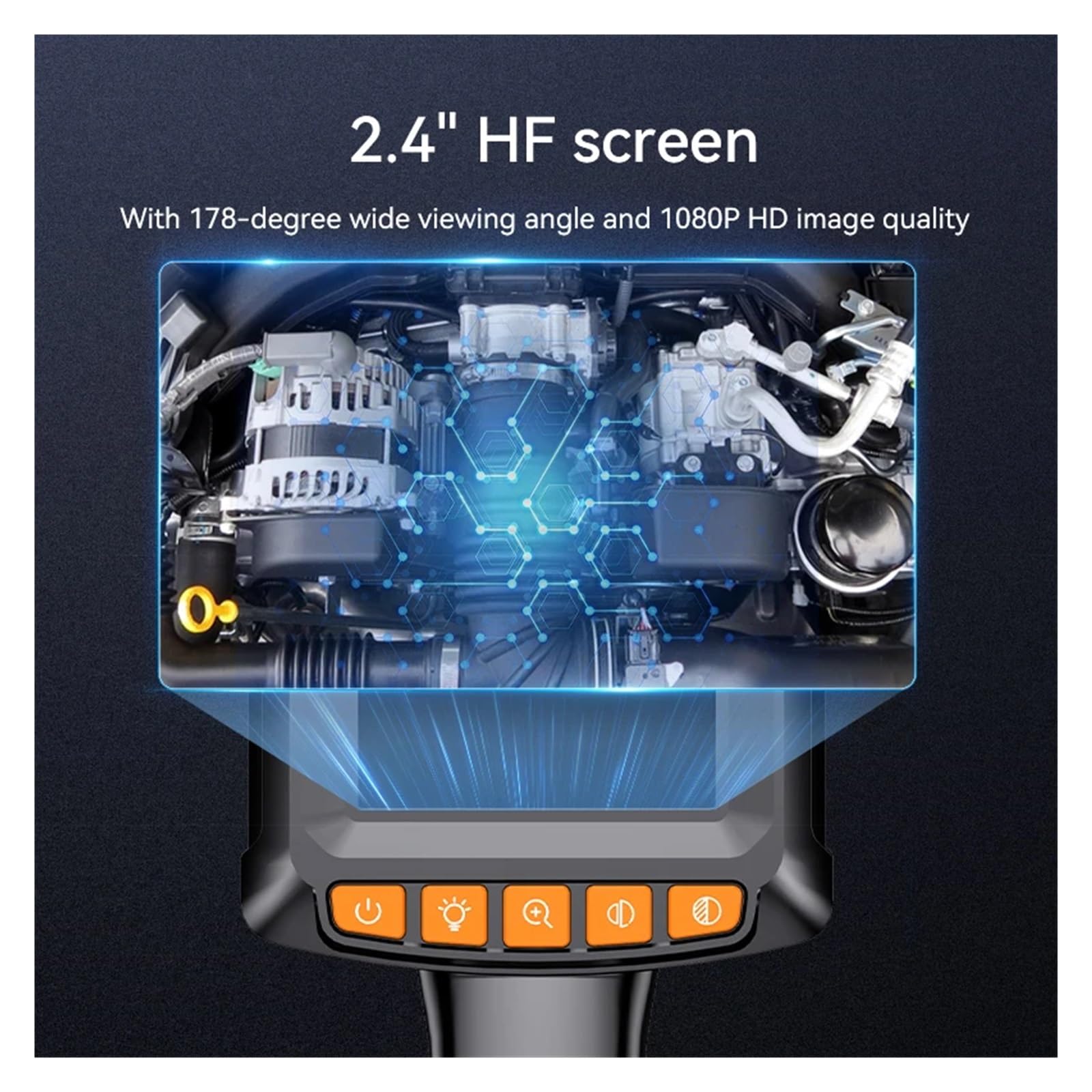 2.4inch Endoscope Camera 1920P Single&Dual Len Car Inspection Camera IP67 Waterproof Industrial Borescope 8LED Lights For Engine(10m,Single Len)