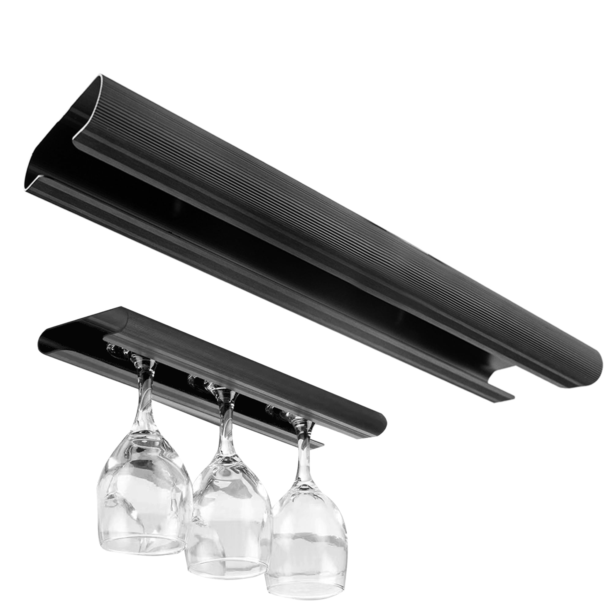 xiruiubao Cuelga Copas,Soporte Copas Colgante,Colgador Copas con Dos Tornillos,Ahorra Espacio Colgador Tazas,Colgante Cuelga Tazas para Cocina, Comedor, Bar, Oficinas,Porta Copas de Vino (Negro)