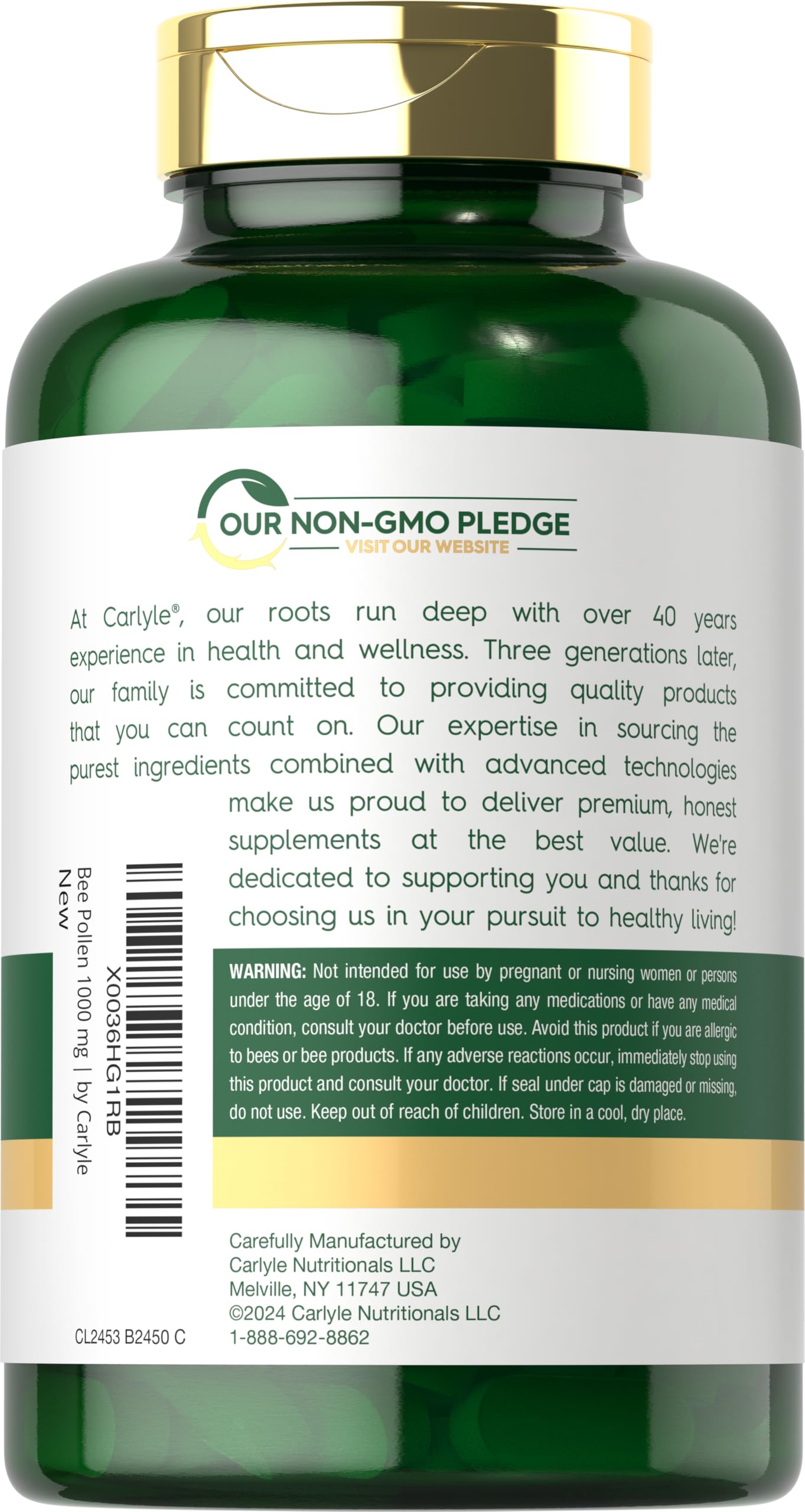 Carlyle Bee Pollen Supplement | 1000mg | 200 Caplets — Amazon image 3