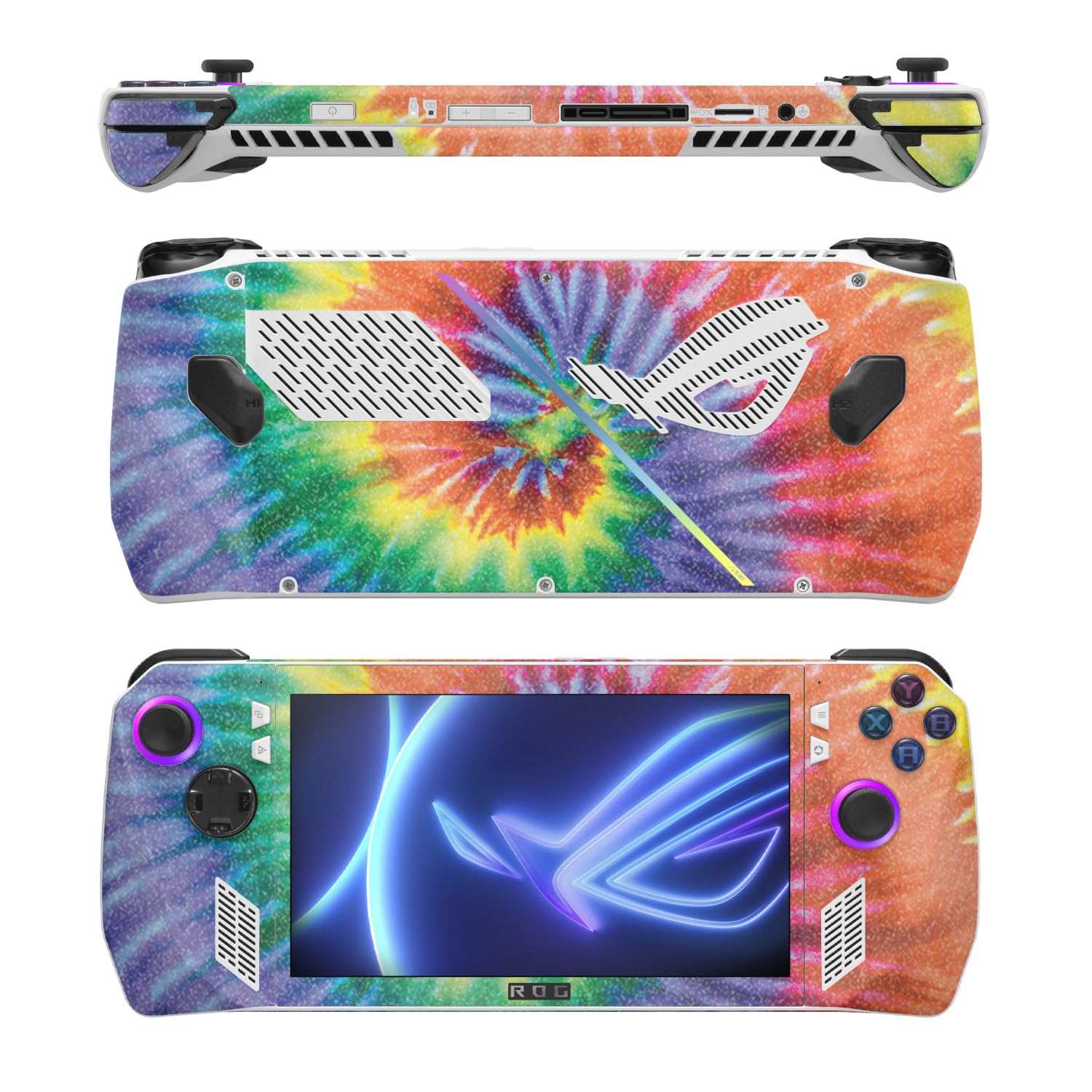 MightySkins Glossy Glitter Skin Compatible with Asus ROG Ally - Tie Dye Spiral | Protective, Durable High-Gloss Glitter Finish | Easy to Apply