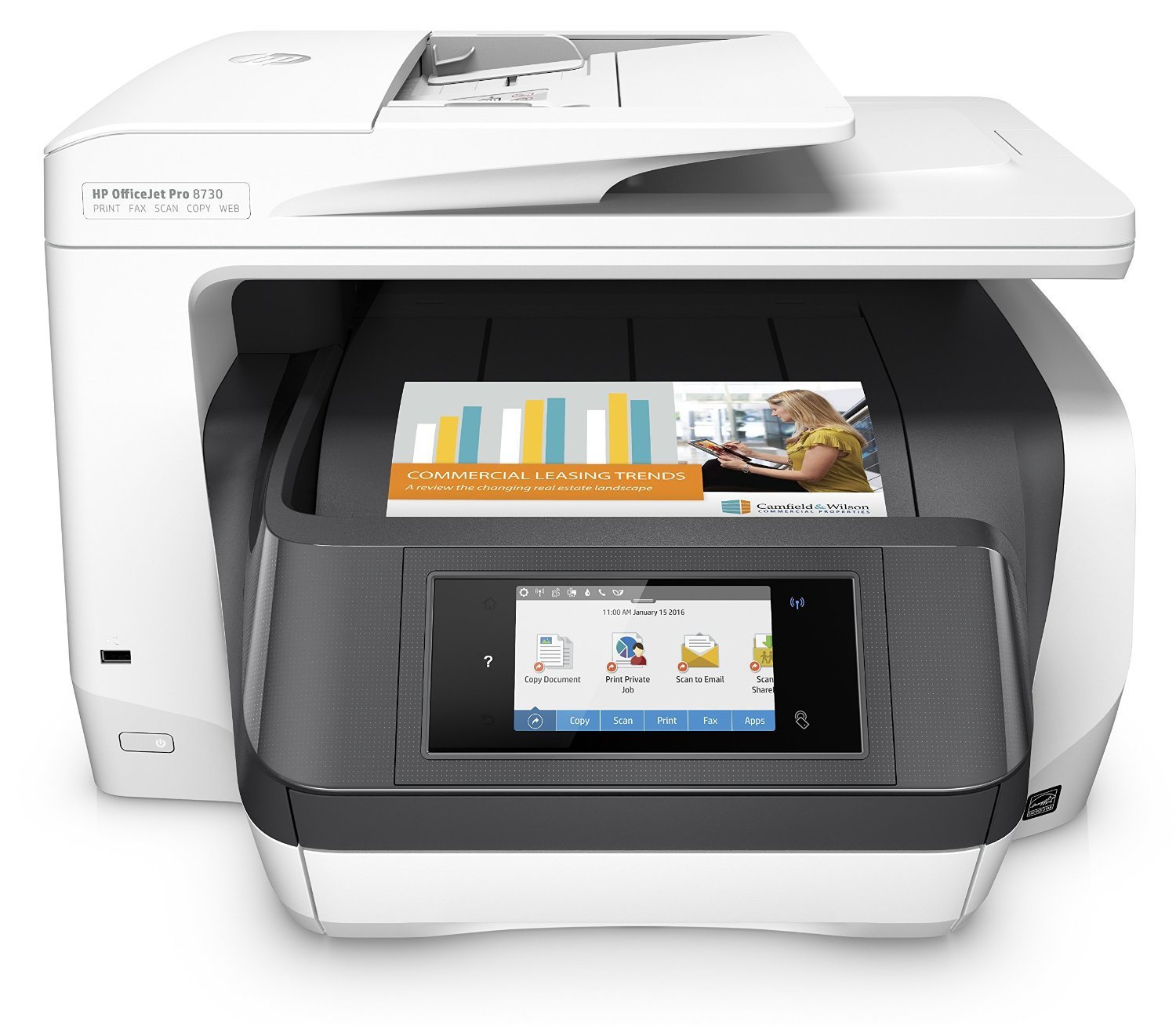 HP OfficeJet Pro 8730 Multifunktionsdrucker (512 MB, Instant Ink, Drucker, Scanner, Kopierer, Fax, PCL 6, WLAN, LAN, NFC, Duplex, Airprint) Schwarzweiß