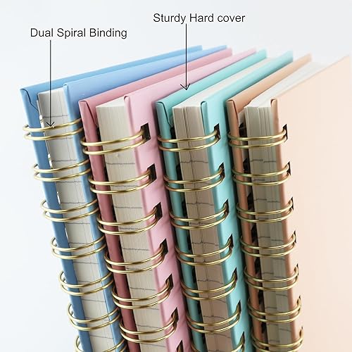 Miniatura 5 de Paquete de 4 cuadernos en espiral de tapa dura de 5.7 x 8.5 pulgadas, 80 hojas160 páginas, cuaderno rayado universitario, papel grueso de 100 GSM,
