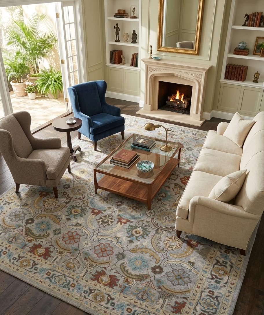 Tapis en laine EVA : créez un salon chaleureux et fleuri avec ce tissage fait main 120x180