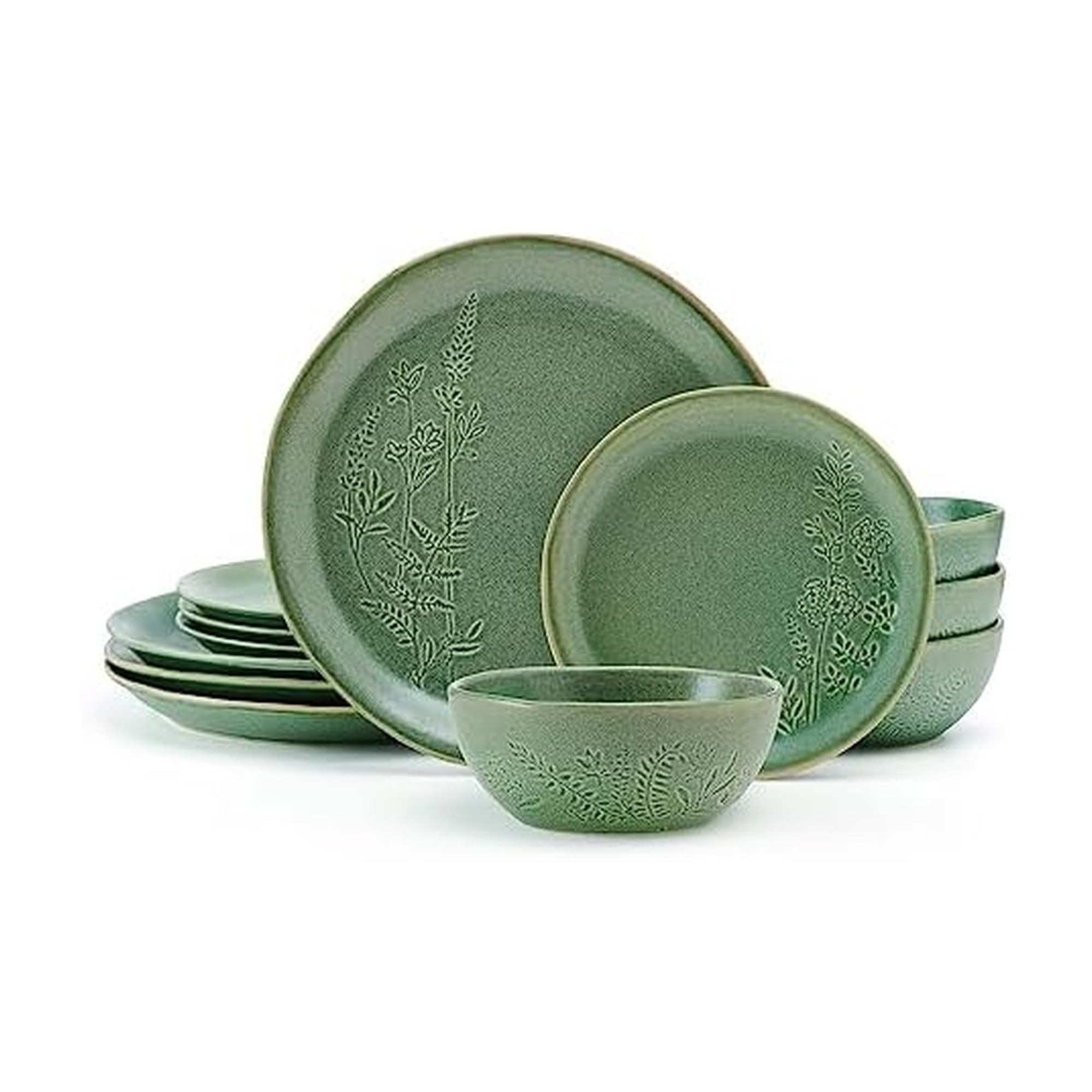 Pfaltzgraff Carrie 12 Piece Dinnerware Set, Service for 4, Green