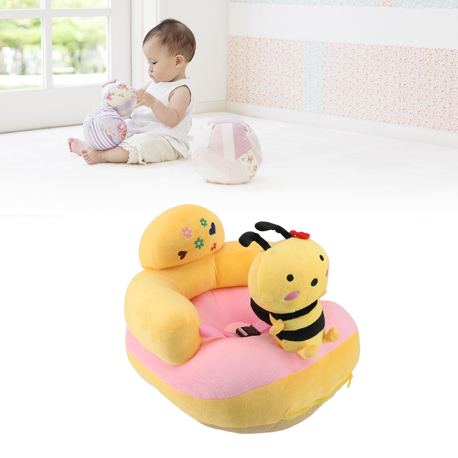 Haofy Adjustable Baby Sofa Chair with, Plush Animal Design, Battery Included, Easy to (Blue)