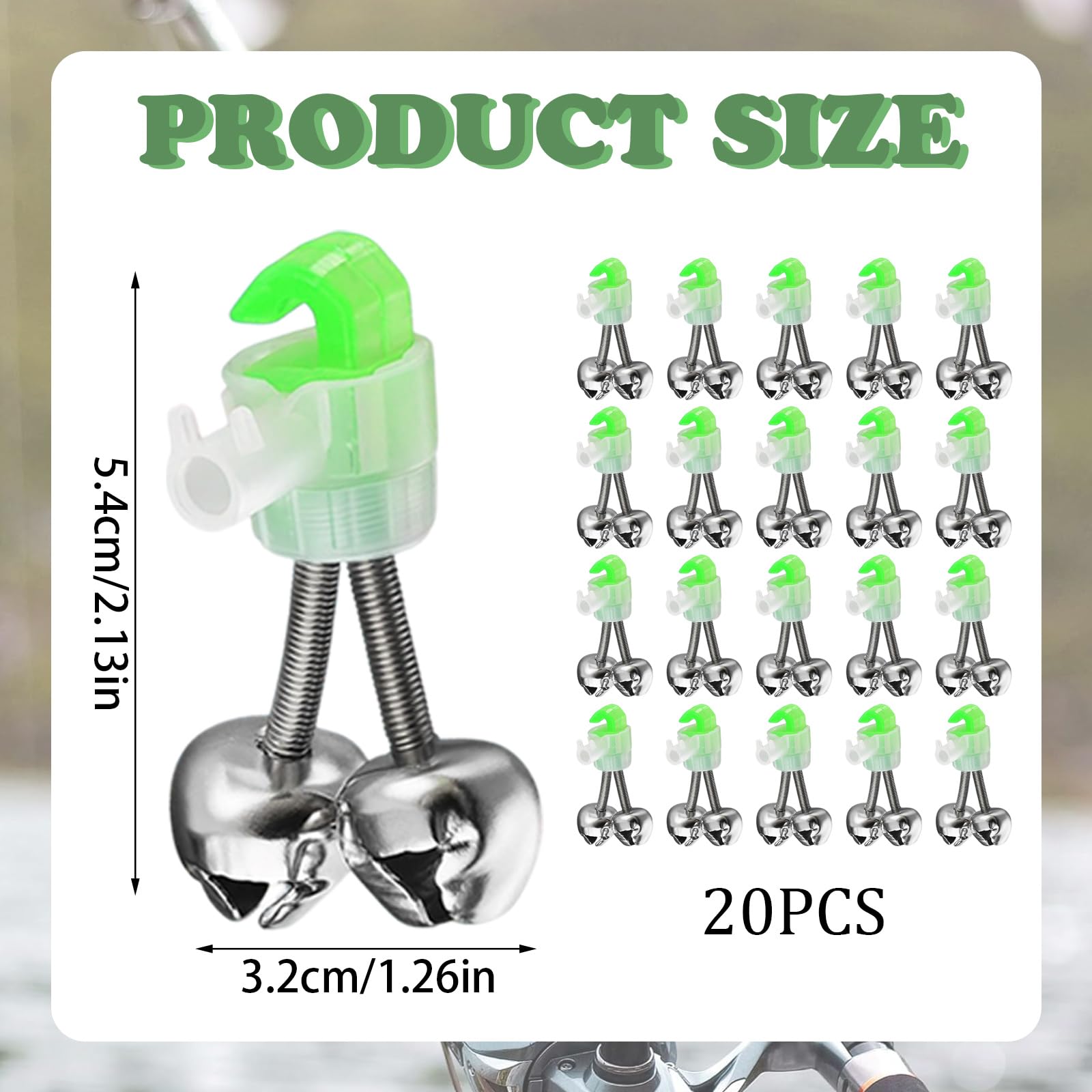 Clochette Peche Detecteur de Touche, Clip Vis Cloche Double, Cadeau Pêcheurs Étangs Lacs Rivières