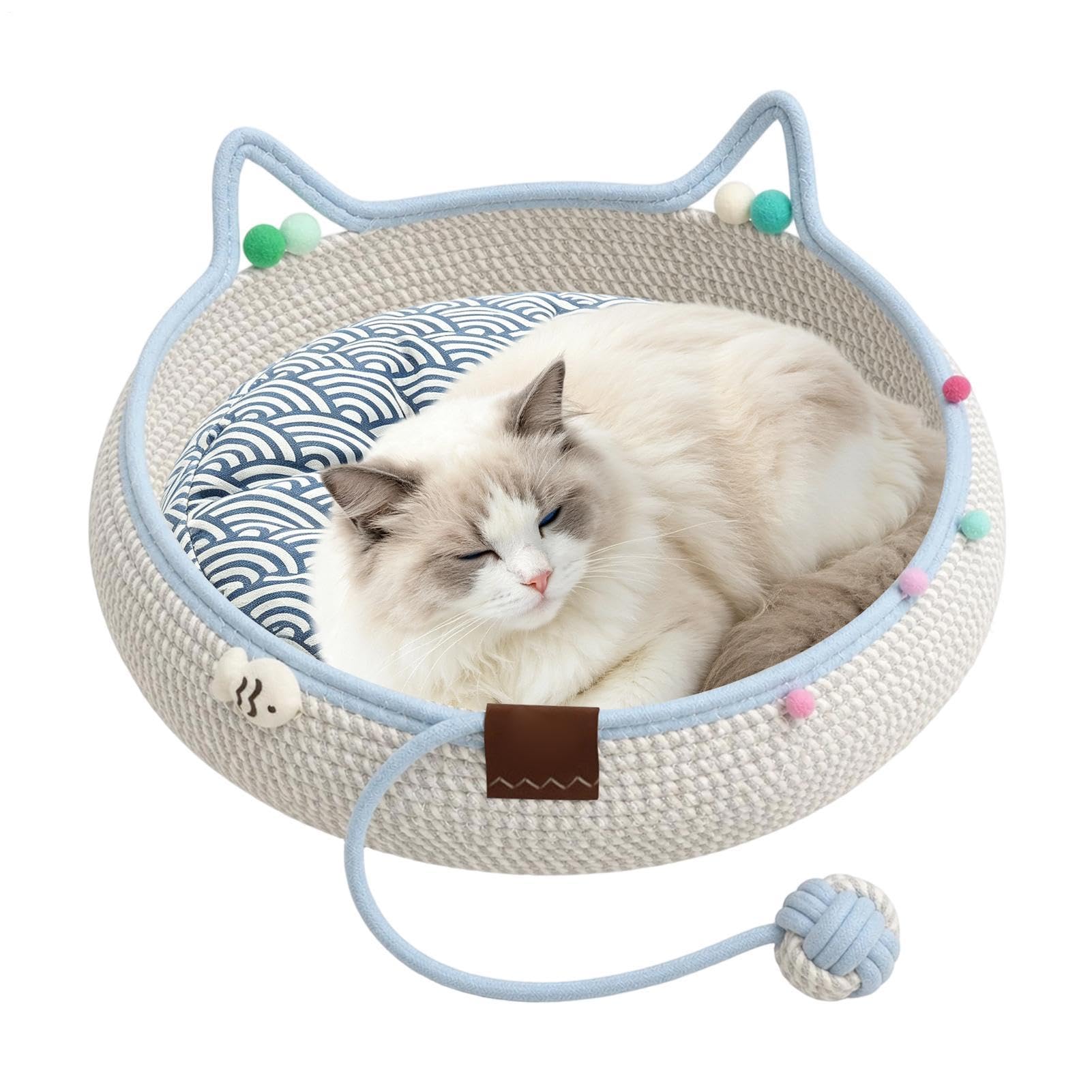 Cat Basket Interactive Scratchable Pet Nest with Rope Ball