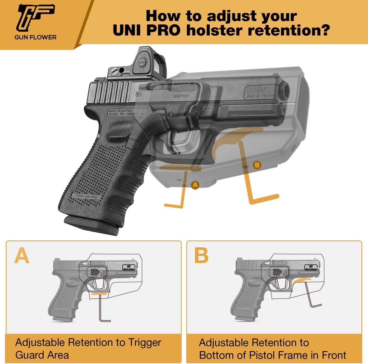 Universal Belt Clip OWB Holster for 100+ Pistols – Sig, Taurus, Springfield, FN, Walther, Sarsilmaz, Girsan, Bersa, Canik, 1911, Adjustable Retention, Right Handed