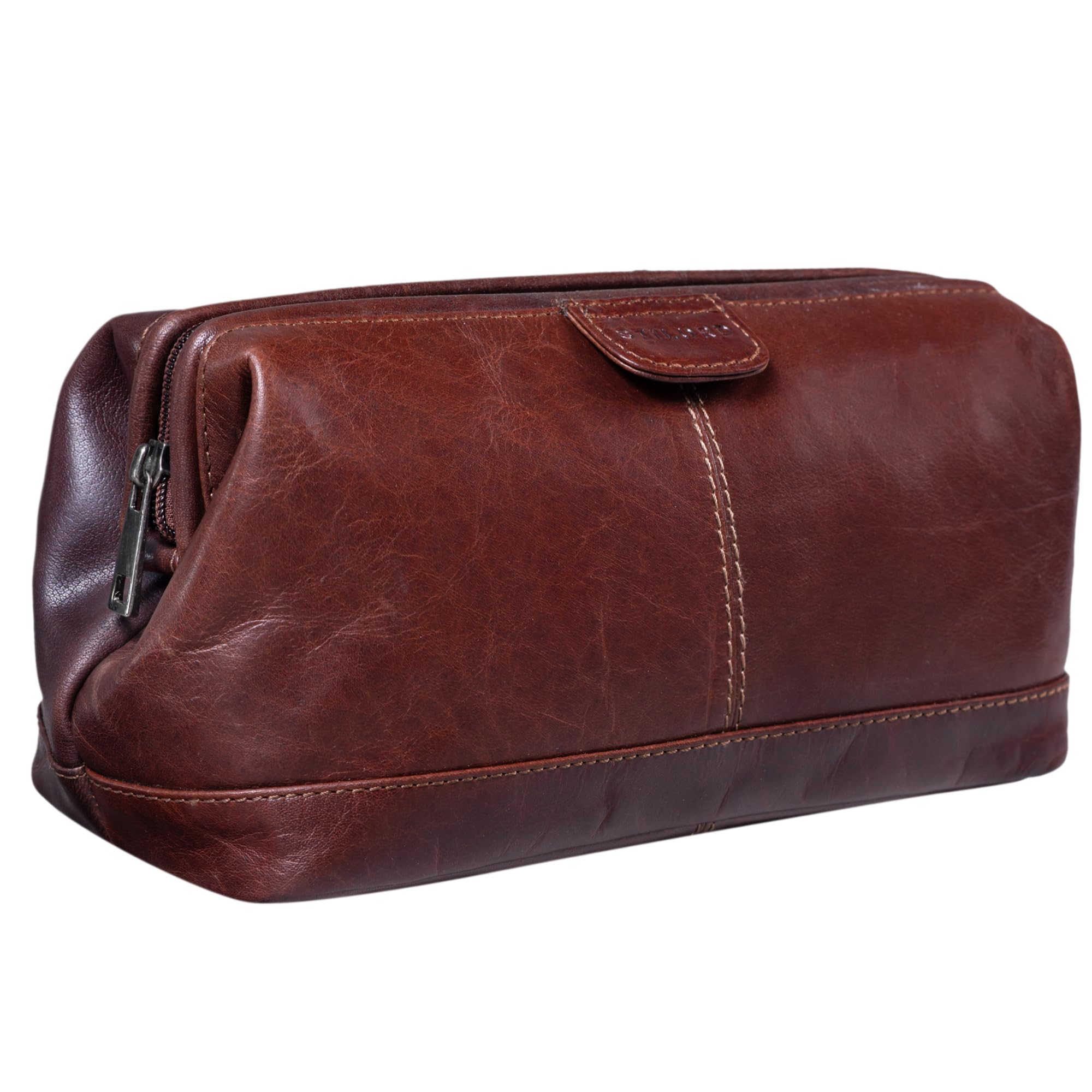 STILORD Laurin' Bolsa de Aseo de Piel Vintage para Hombre y Mujer Neceser para Viaje Vacaciones Maquillaje Bolso Organizador para baño de auténtico Cuero