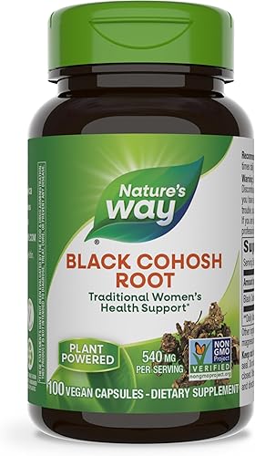 Nature's Way Raíz de cohosh negro, apoyo tradicional para la salud de las mujeres*, 540 mg por porción, proyecto verificado sin OMG, vegano, 100