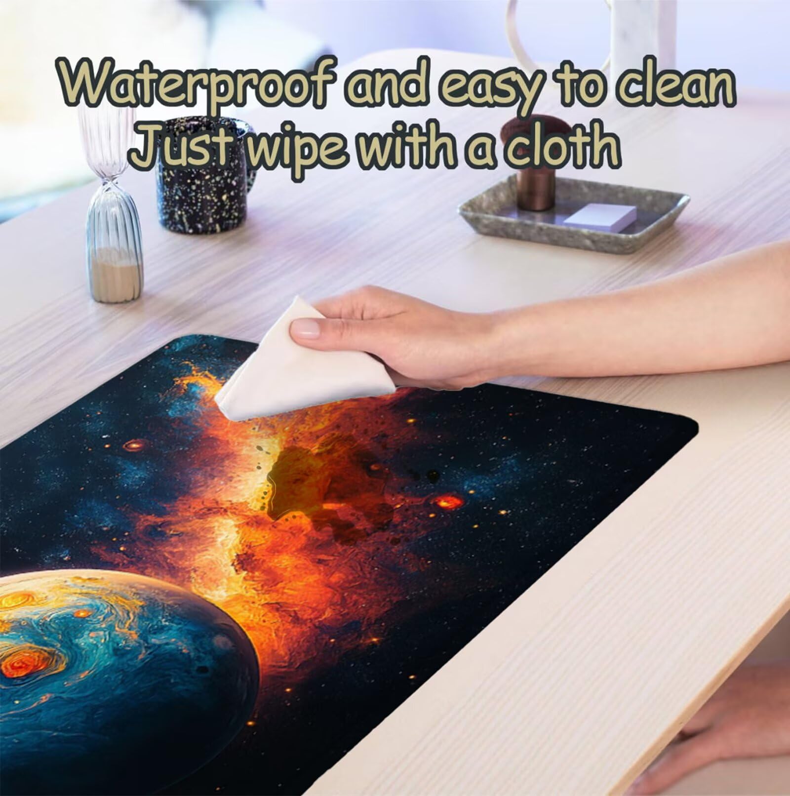 Podkładka pod mysz Planeta Podkładka pod mysz XXL 1200 x 600 mm, podkładka pod biurko ze zszytymi krawędziami, podkładka pod mysz krajobrazową z wodoodporną i antypoślizgową gumą, do biura i domu