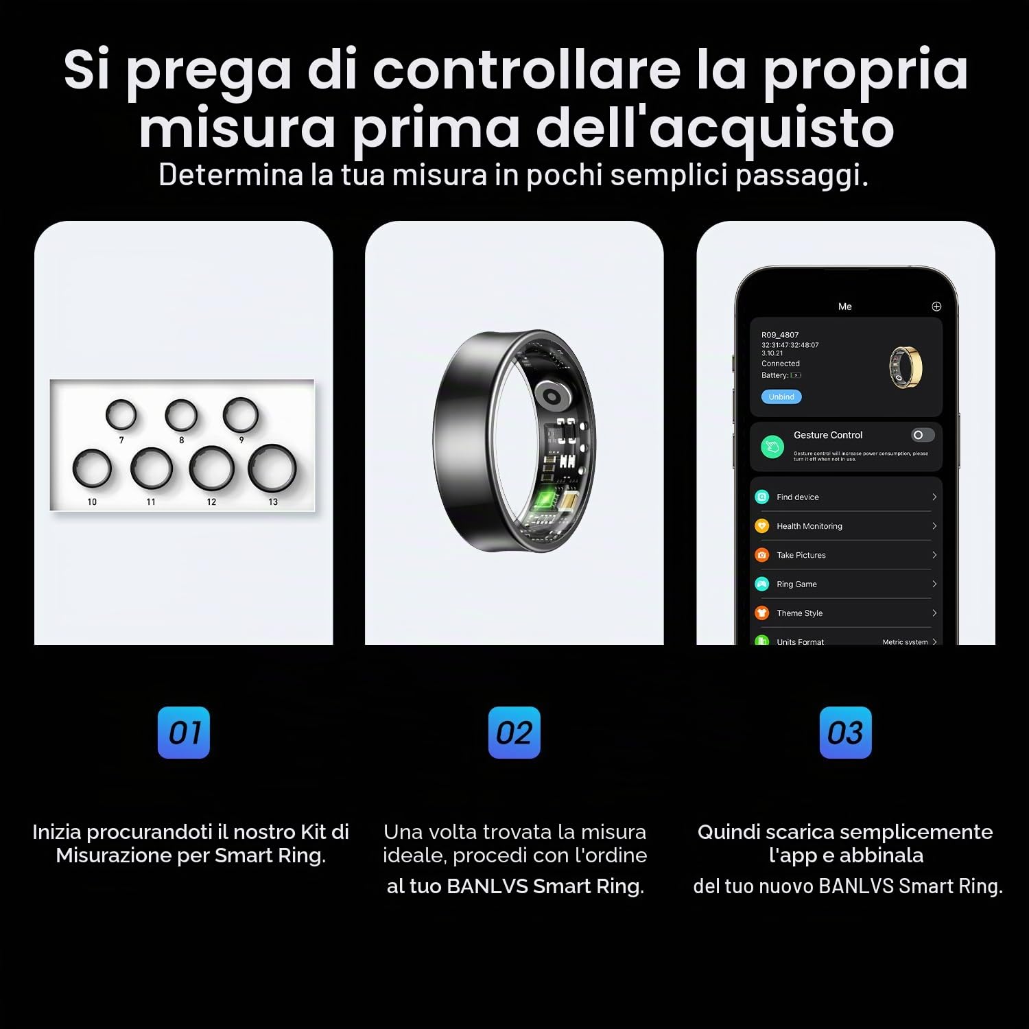 2026 Smart Ring Watch Uomo Donna, Anello Intelligente Fitness con 24H HRV Frequenza Cardiaca SpO2, 176 Sport, Impermeabile IP68, APP Nessun Abbonamento Android iOS, Nero, 65.4mm(11)