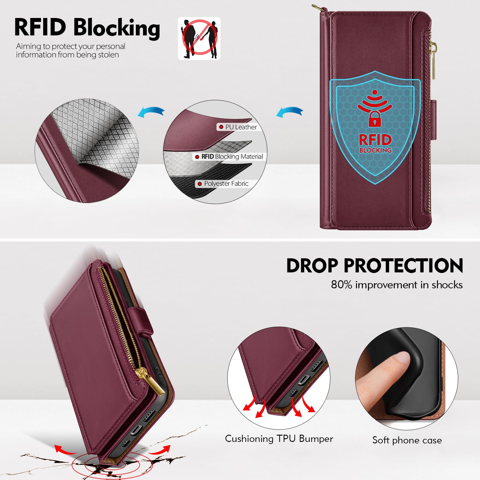 Funda Tipo Cartera Para Google Pixel 6A, Funda De Piel Con