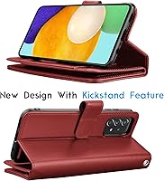 Vista 4 de Tekcoo Funda para Galaxy A52, Galaxy A52S 5G, funda tipo cartera de piel sintética de lujo, ranuras para tarjetas de crédito, funda con tapa
