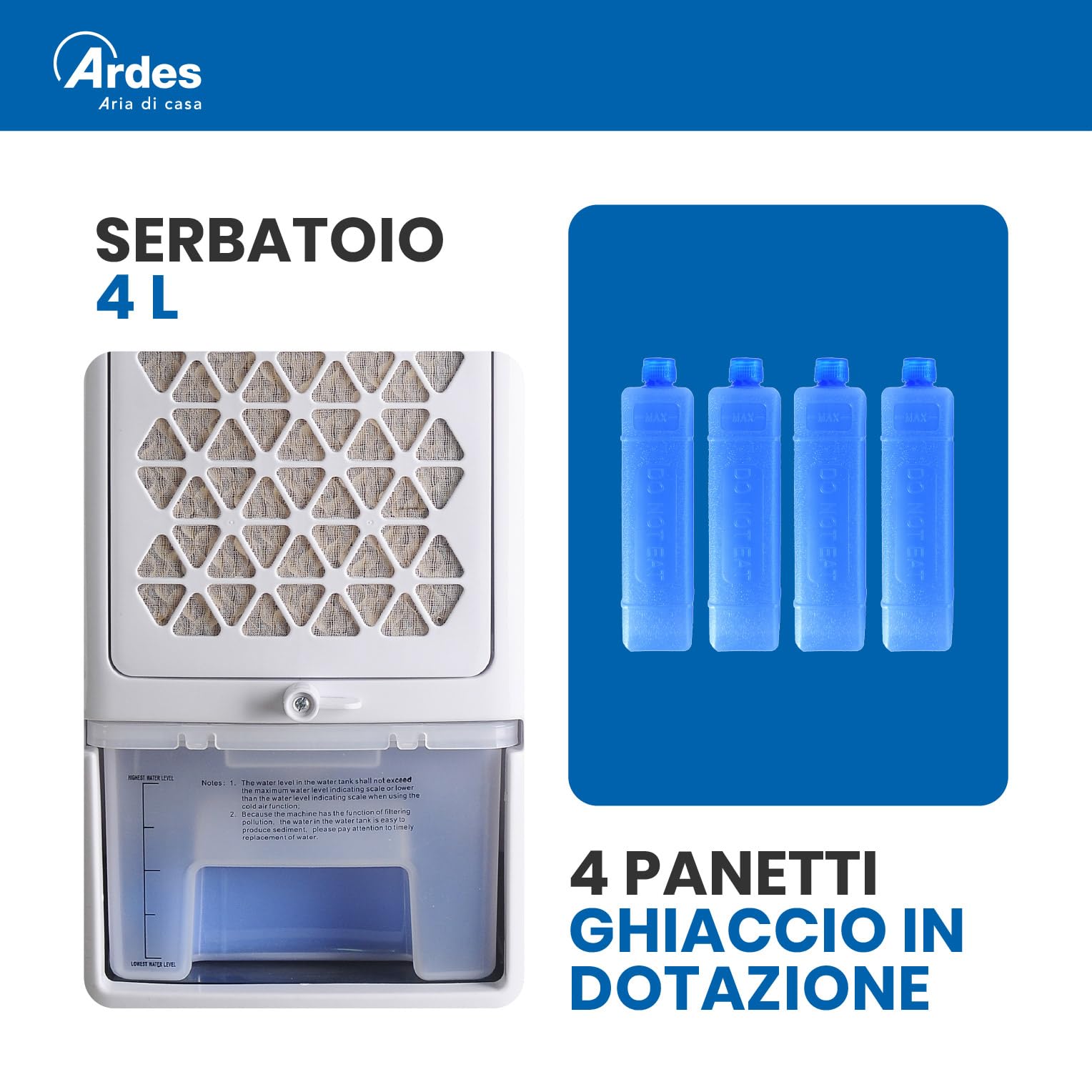 ARDES - AR5R06D Refroidisseur par évaporation compact et puissant avec débit d'air à 3 vitesses Oscillation automatique Minuterie Télécommande et filtre à poussière Blanc