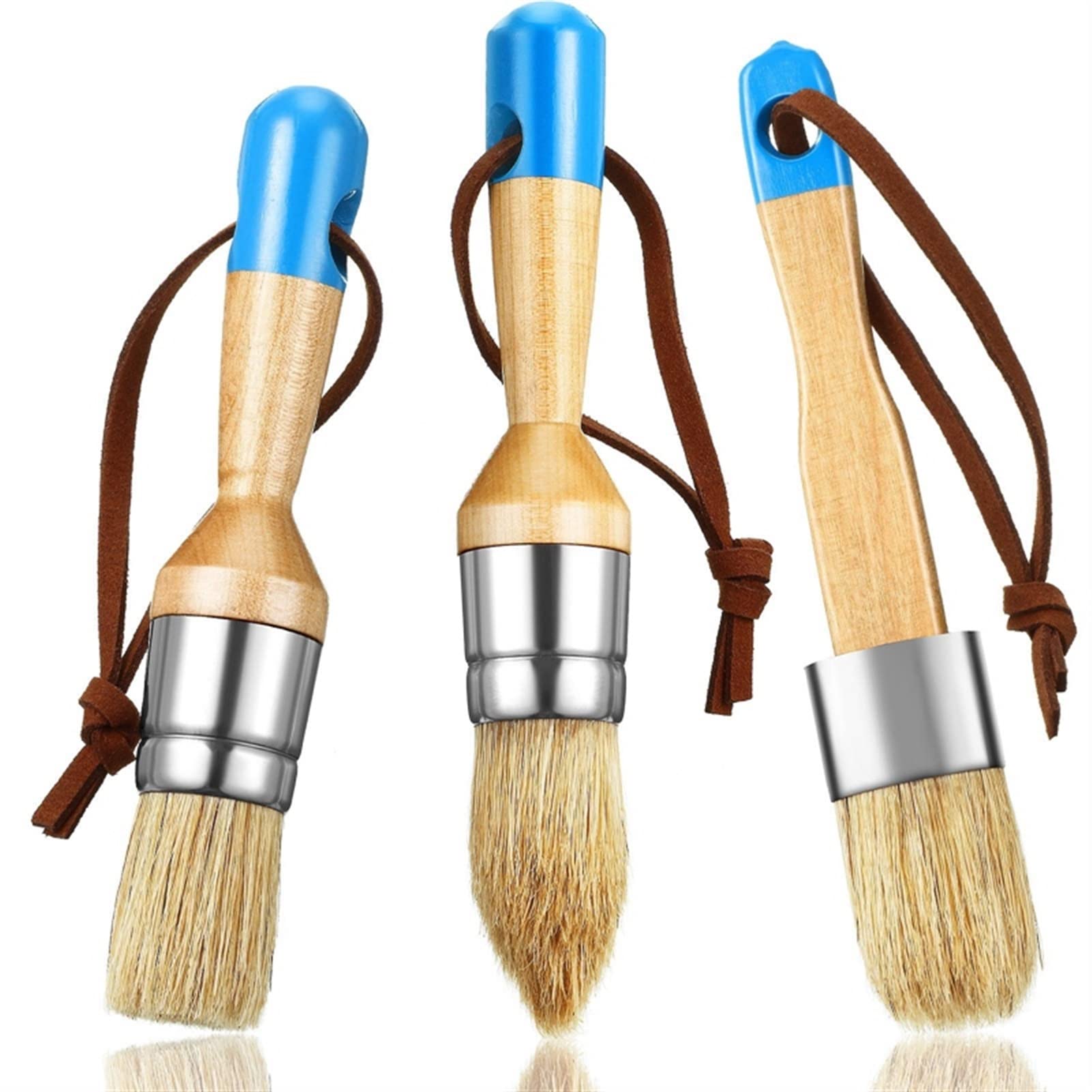 TRUSTTWO Cepillos de Pintura de Tiza y Cera de 4 Piezas Pinceles de Plantilla de cerdas Que Incluyen Pinceles de Pintura con Punta Plana y Redonda The New