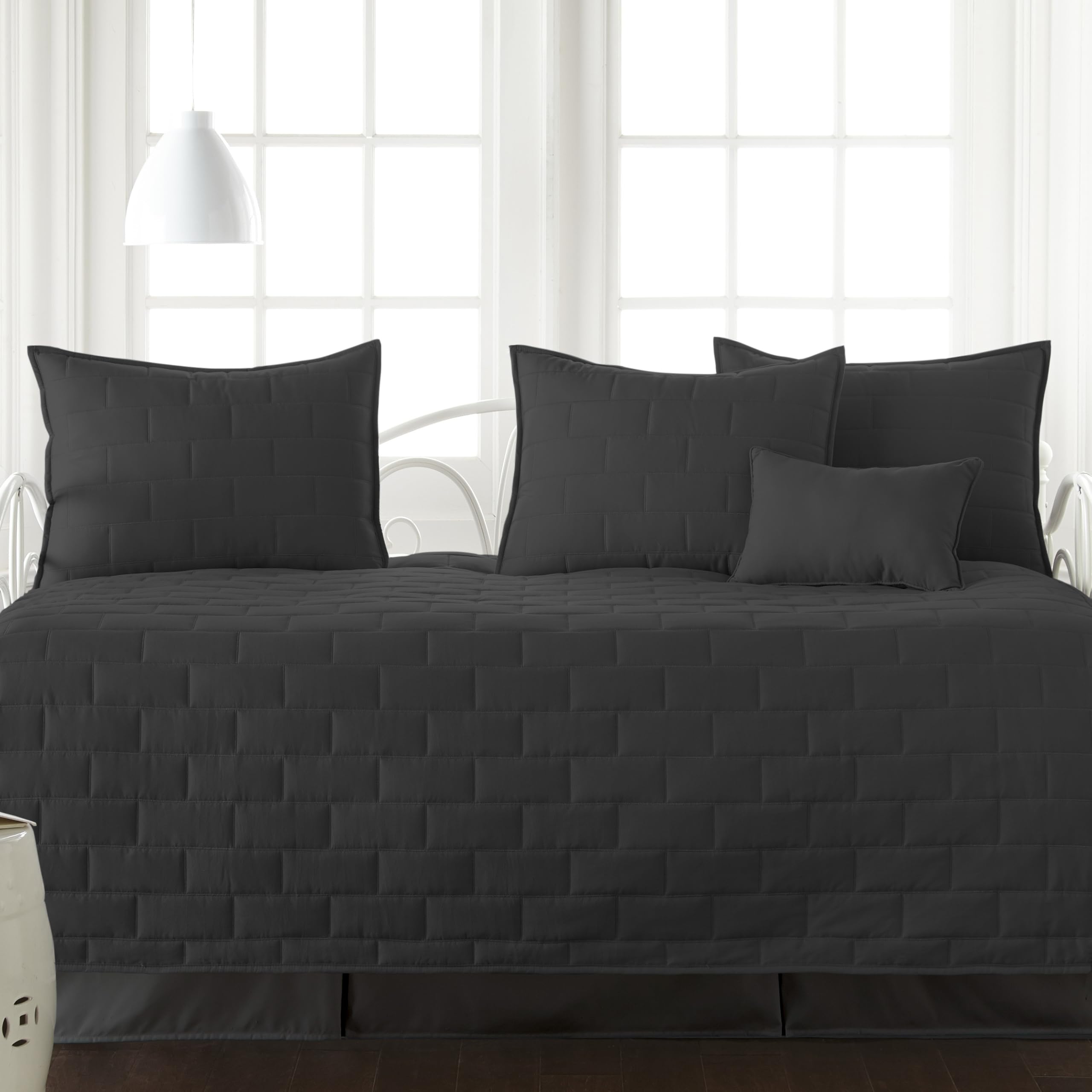 Daybed Quilt Set 6PC Bedding Set Daybed Cover for twin beds easy care Black