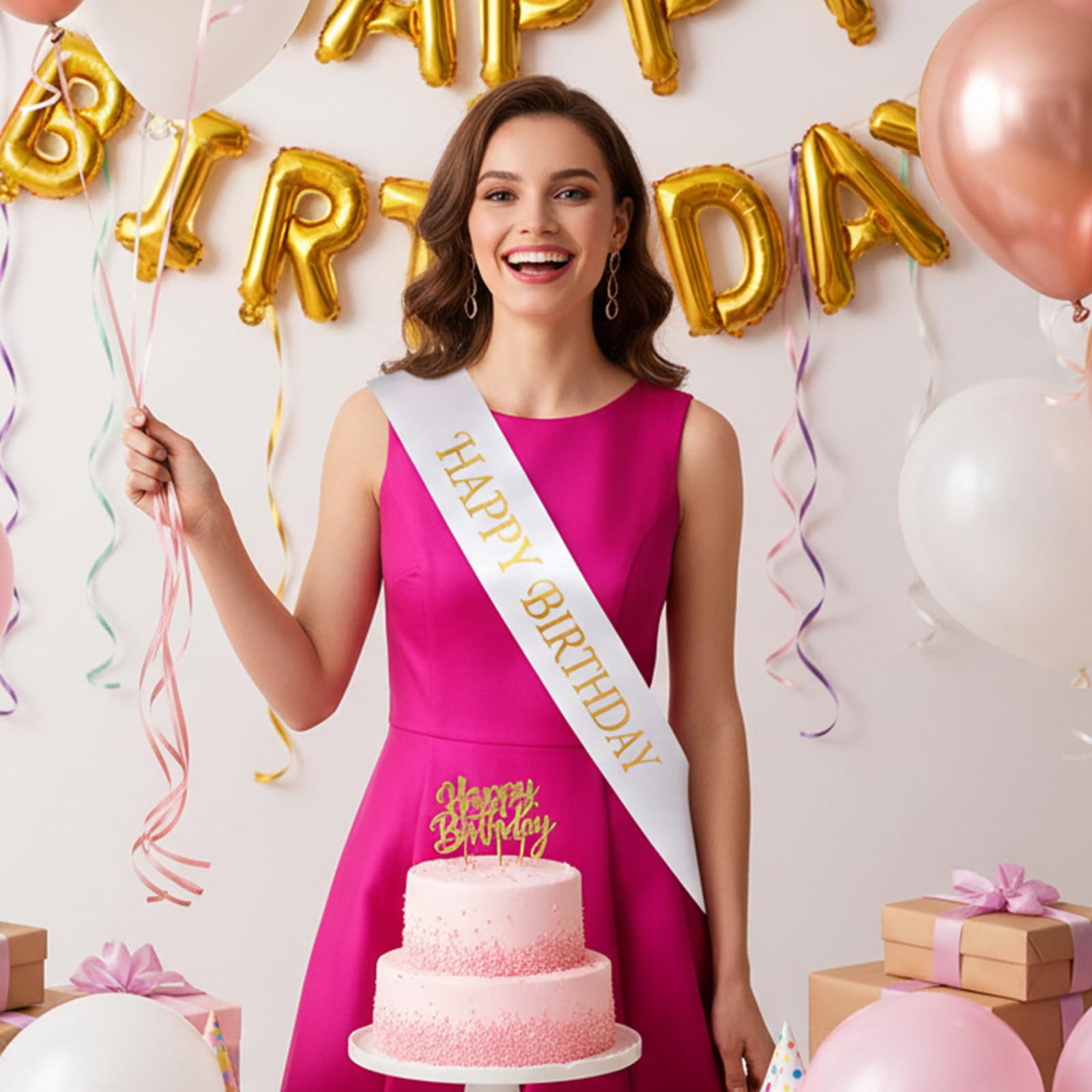 Thinp 6 bandas de Navidad blancas para fiesta de graduación Queen, fajas de satén, bandas de satén, bandas blancas de satén, sin impresión, accesorios de fiesta para bodas, cumpleaños, despedidas de