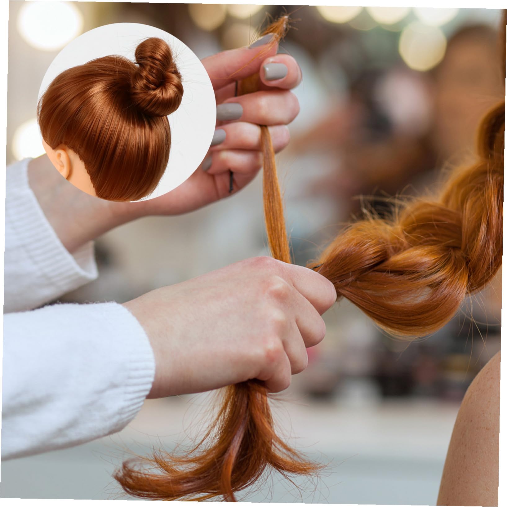 Manichino per Parrucchieri con Capelli Sintetici Marroni ad Alta Temperatura, Sicuro e Realistico per Trecce e Esposizione di Cappelli