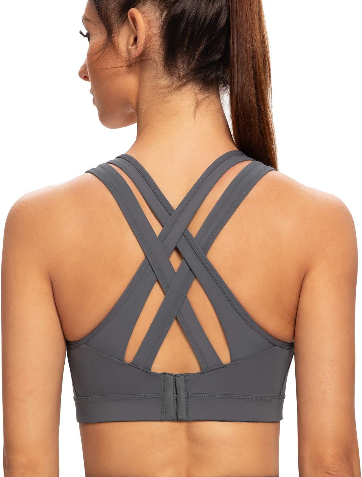 Women's High Impact Plus Size Large Bust Sexy Strappy Wireless Padded Sports Bras