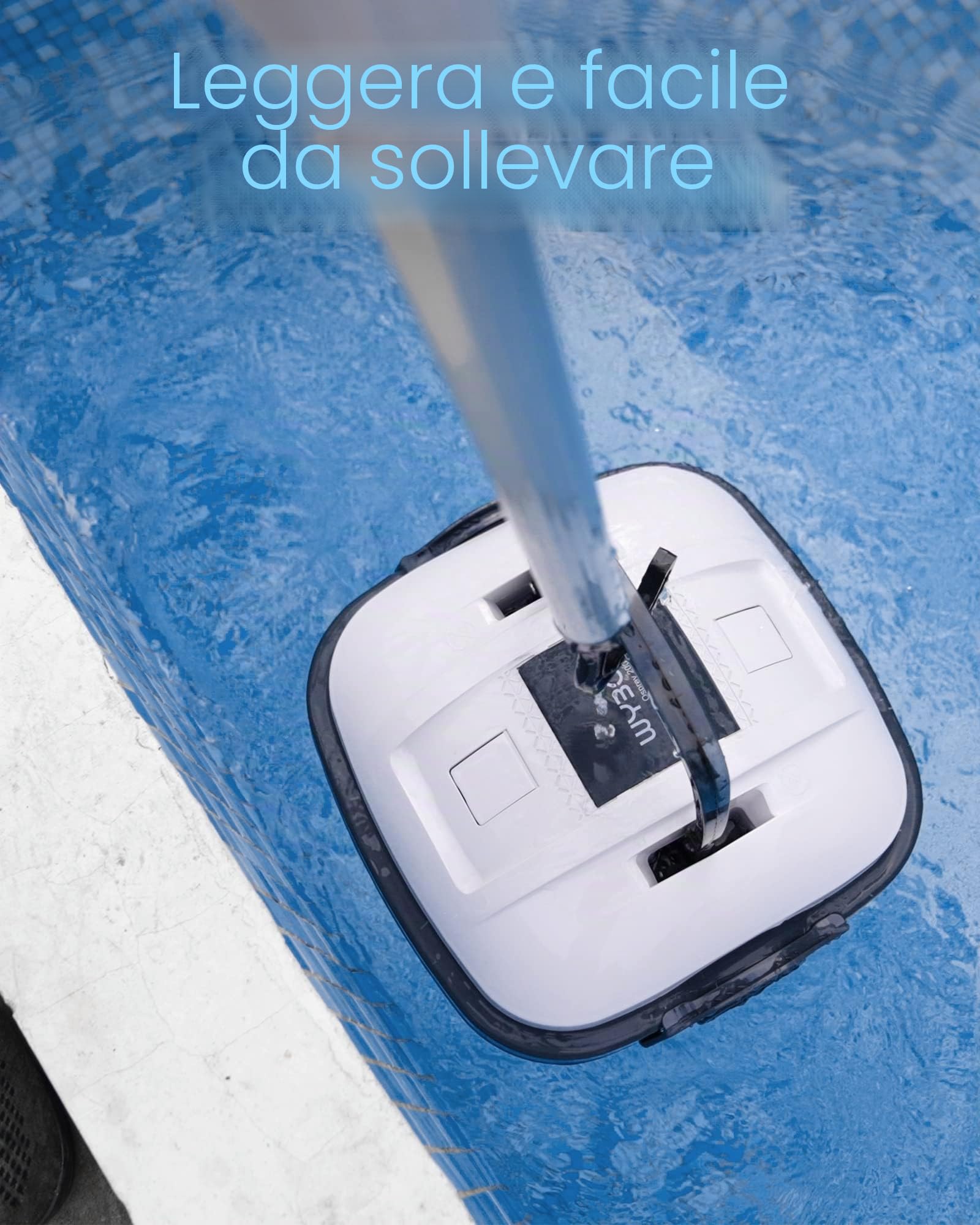 WYBOT Robot Piscina Cordless, Aspirapolvere per Piscina Dura 100 Minuti, per Piscine Fuori Terra e Piscine interrate a Fondo Piatto, Doppio Motore, Fino a 80 m², Bianco