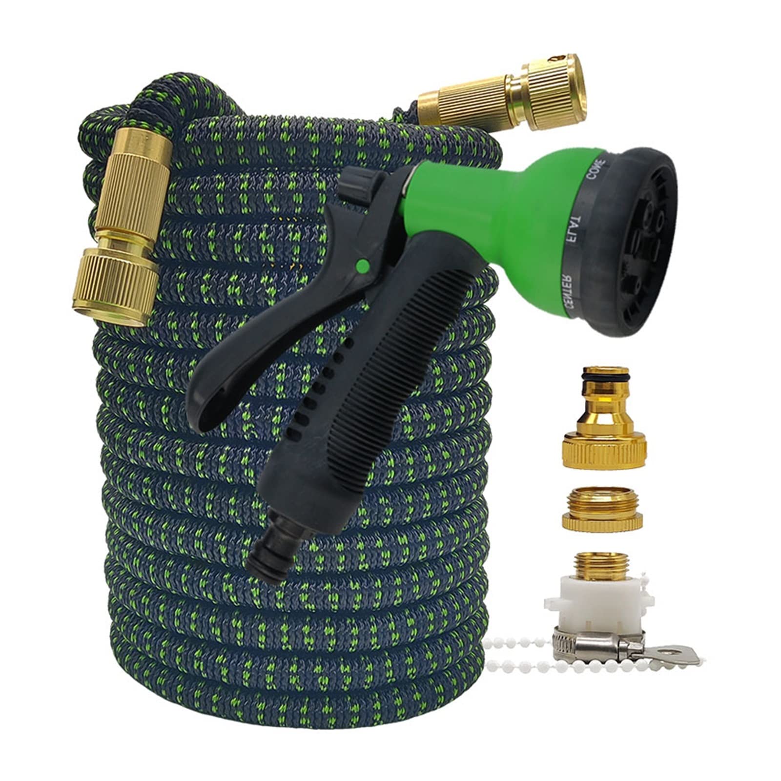 Manguera for el hogar y el jardín, manguera de riego extensible mágica de alta presión for lavado de coches, herramienta de riego for granja(Hose with gun 5,100ft)