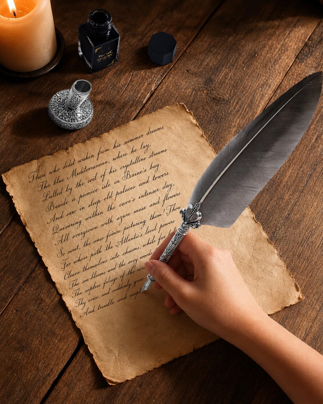 VABNEER Schreibfeder Kalligraphie Feder Vintage Federstift Tinte Set Antiken Feder Kalligraphie Stift für den Selbstgebrauch (Schwarzgrau)