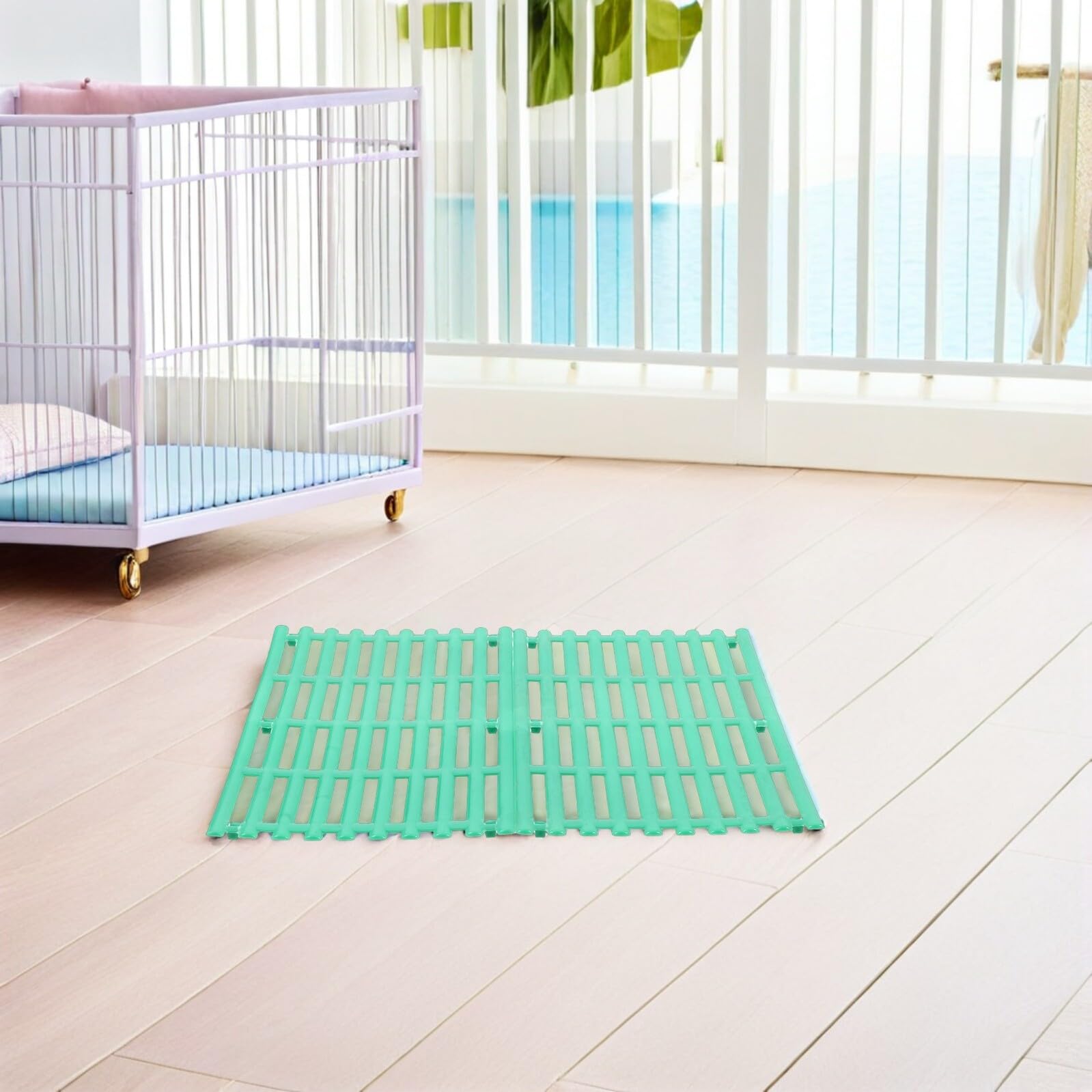 VILLCASE Tappetini Assorbenti per Animali Domestici 4 Unitá in Plastica Verde per Gabbia Coniglio, Resistenti all'Usura e Facili da Pulire, per Cunicoli e Piccoli Animali
