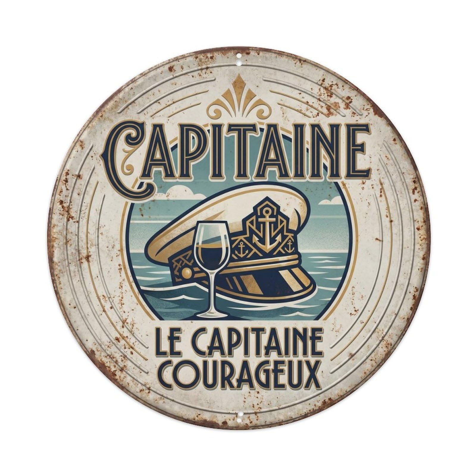 Captain Humorous Bistro Captain Vintage Metal Tin Sign Plaque Wall Decor for Cafe, Club Bar, Office, Garden Metal Poster 8x8Inch