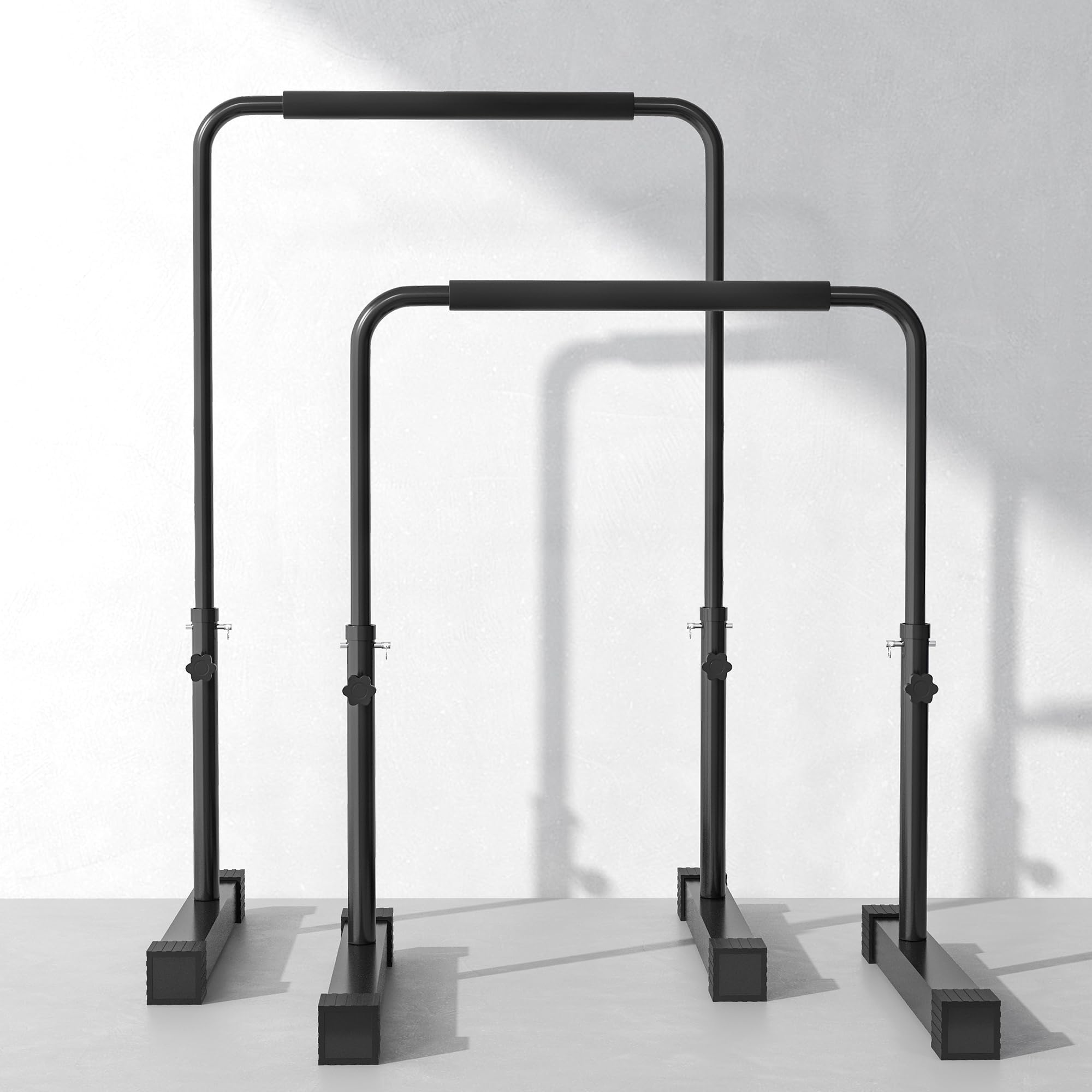 SPORTNOW Dips barra paralela estación de entrenamiento ajustable de acero, altura ajustable con 4 niveles para Dips, Push Up, Parallets Fitness, negro