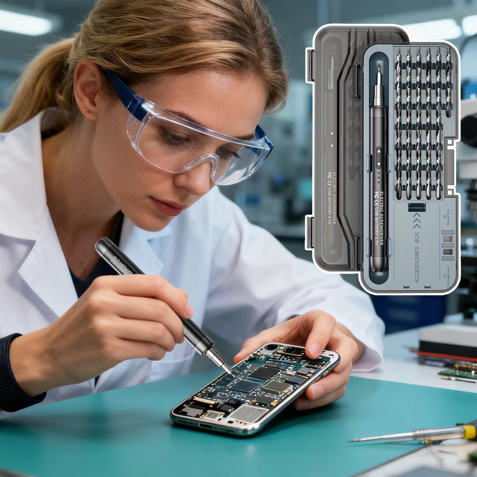 Zestaw Precyzyjnych Śrubokrętów 46-w-1 Bezprzewodowe Precyzyjne Narzędzie z | Mały Zestaw Śrubokręta Elektrycznego Do Elektroniki Samochodu Telefonu I Biura