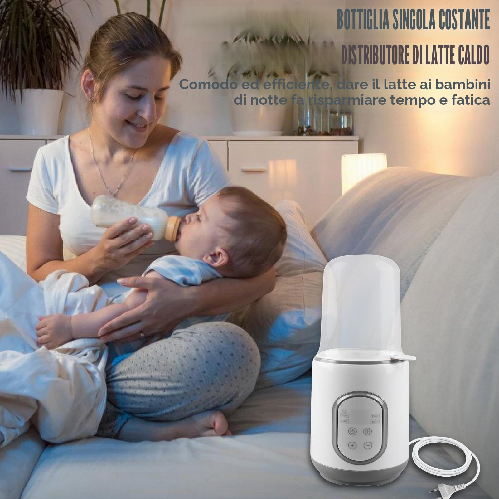 Scaldabiberon per Bambini, Multifunzione 8 in 1 Scaldabiberon per Bambini, Scaldabiberon con Regolazione Intelligente della Temperatura e Display LCD, Scaldabiberon per Bambini in Viaggio per Tutte le