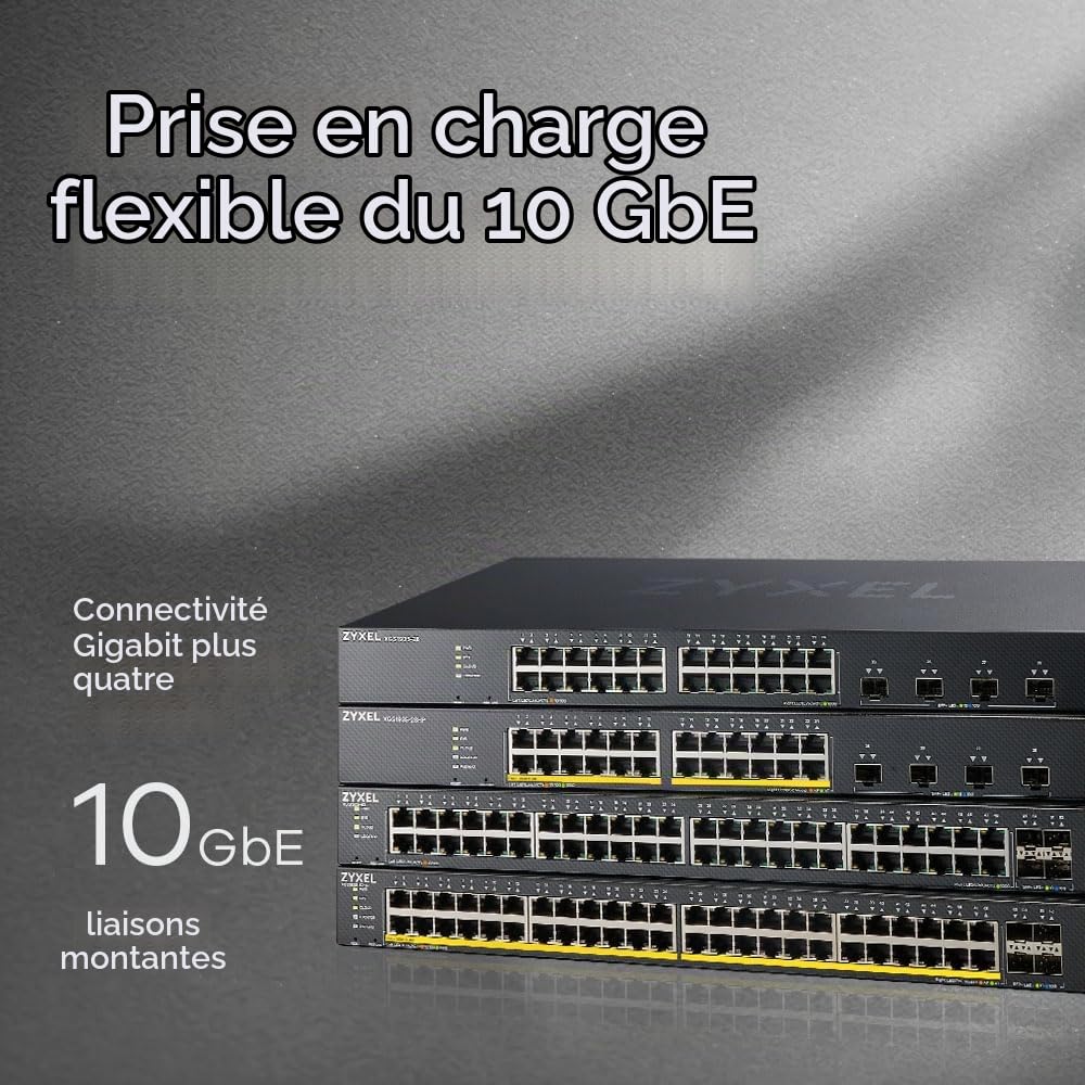 Zyxel Commutateur Ethernet 24-Ports Gigabit | Gestion Intelligente | 4 Slots SFP+ 10G | Mode Cloud Hybride [XGS1935-28]