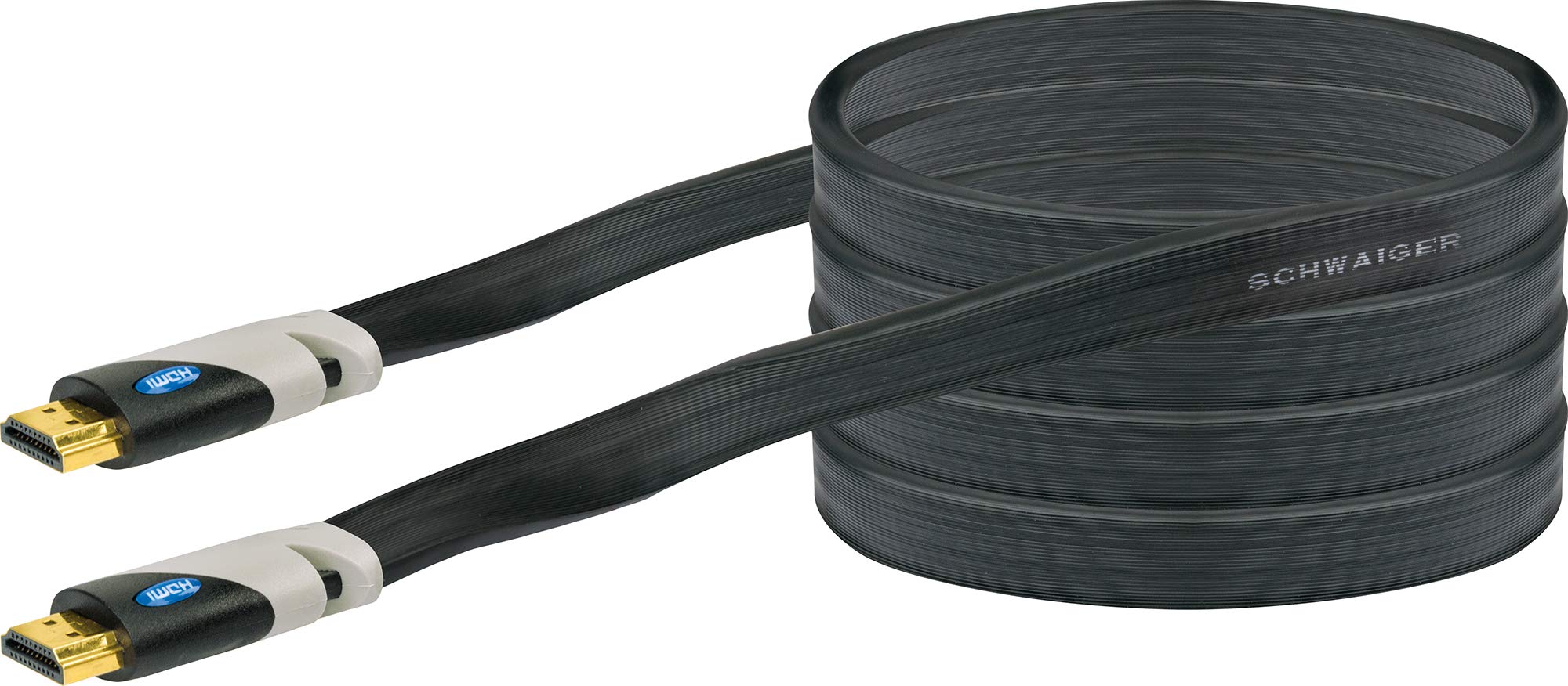 Schwaiger HDMF30 533 High Speed Flat Monitor Cable with Ethernet for Laptop to Monitor 3 M Black, 3 Meters - Image 2