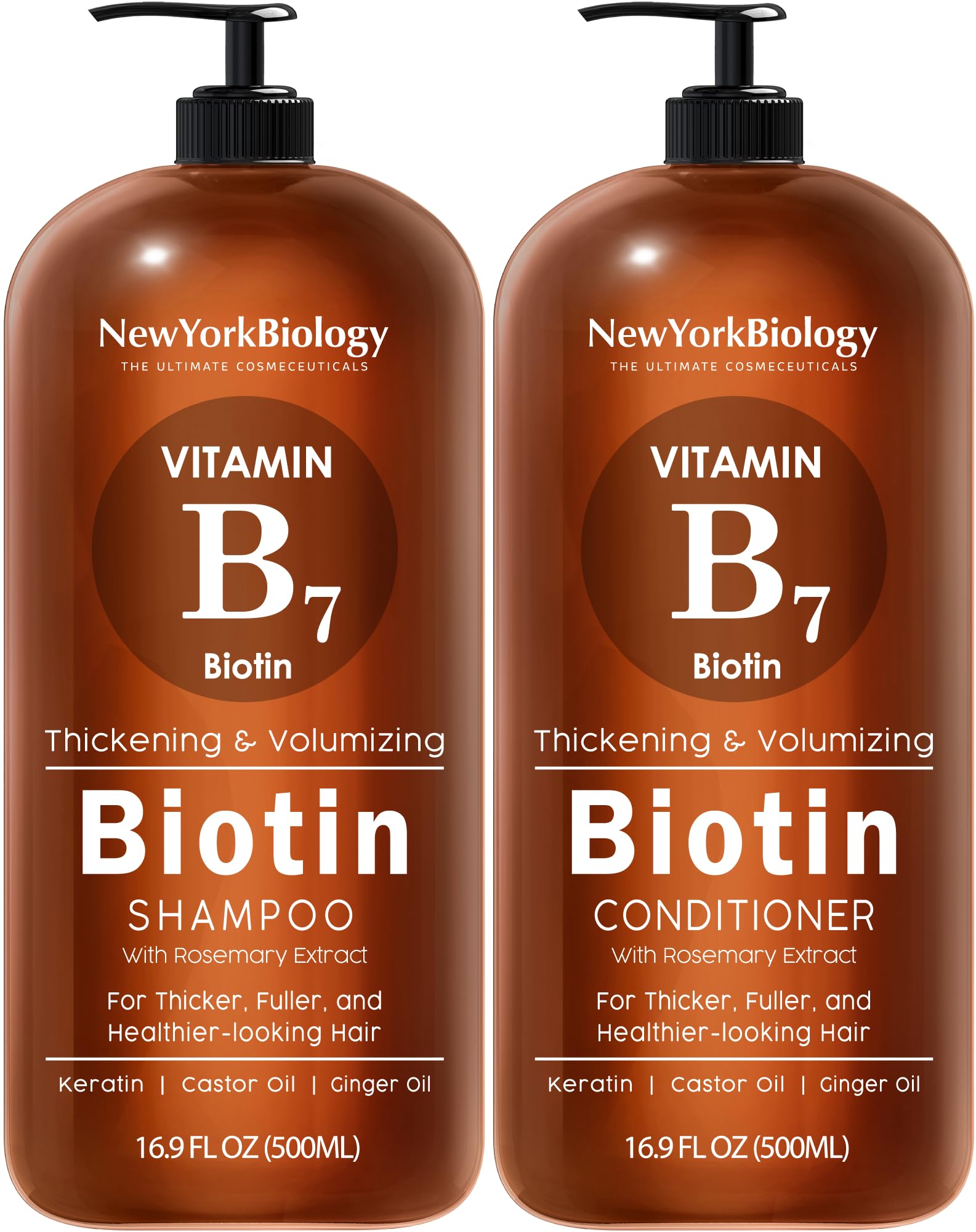 Juego de champú y acondicionador de biotina de 500 ml para el adelgazamiento del cabello, fórmula espesante para el tratamiento de la pérdida del cabello, para hombres y mujeres, anticaspa, el