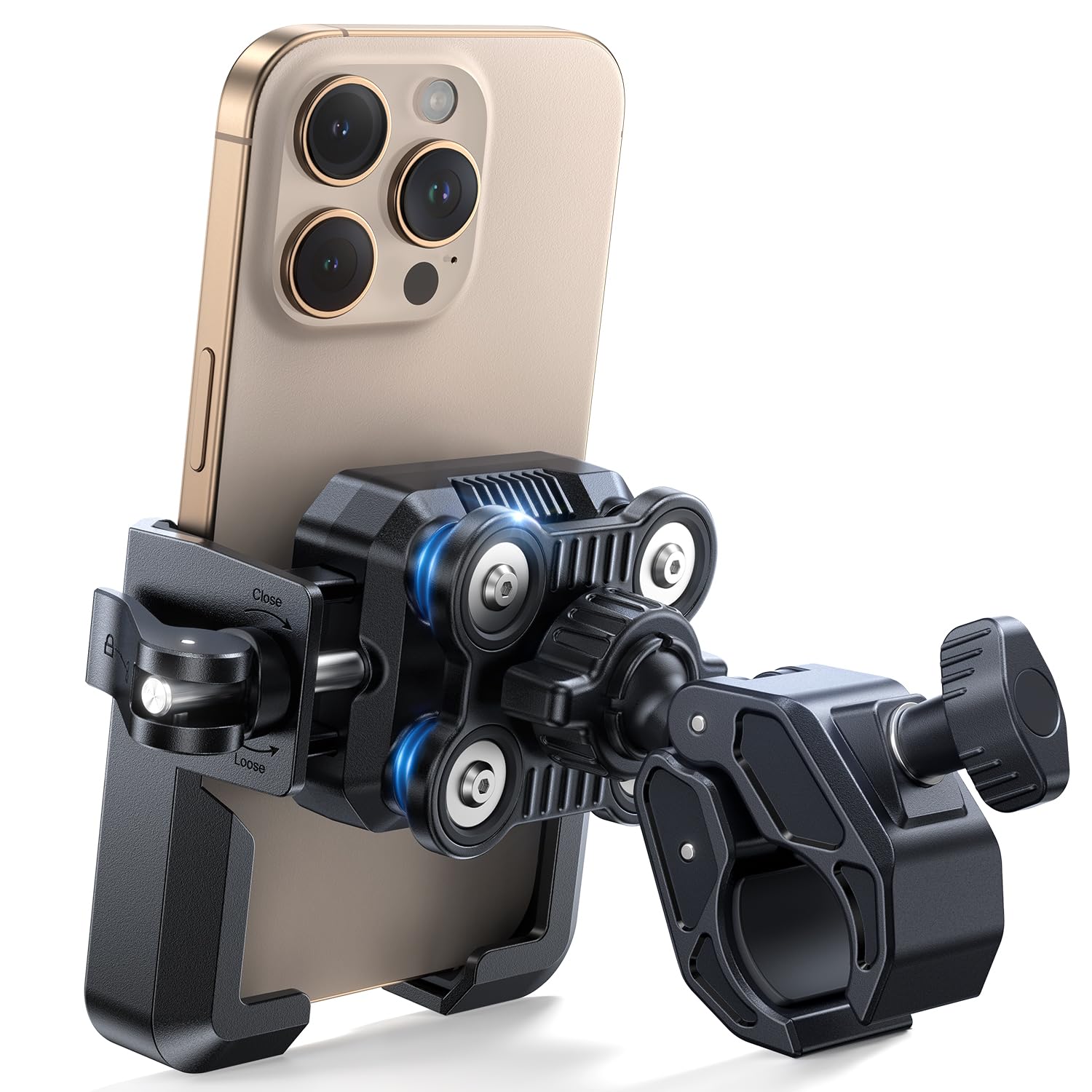 JOYROOM Handyhalterung Fahrrad & Motorrad – [2026 Upgrade 4-Punkt Vibrationsgedämpft] Smartphone Halterung Fahrradlenker, Handyhalterung Motorrad Anti-Vibration für iPhone 17/16 & Samsung S25(4,7"-7")