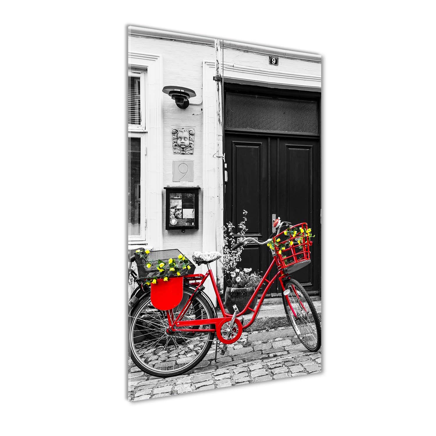 Tulup Impression sur Verre de 50x100 cm Image Tableau Photo décorative panoramique pour la Cuisine et Le Salon - Spectacles et Architecture - Vélo de Ville - Rouge