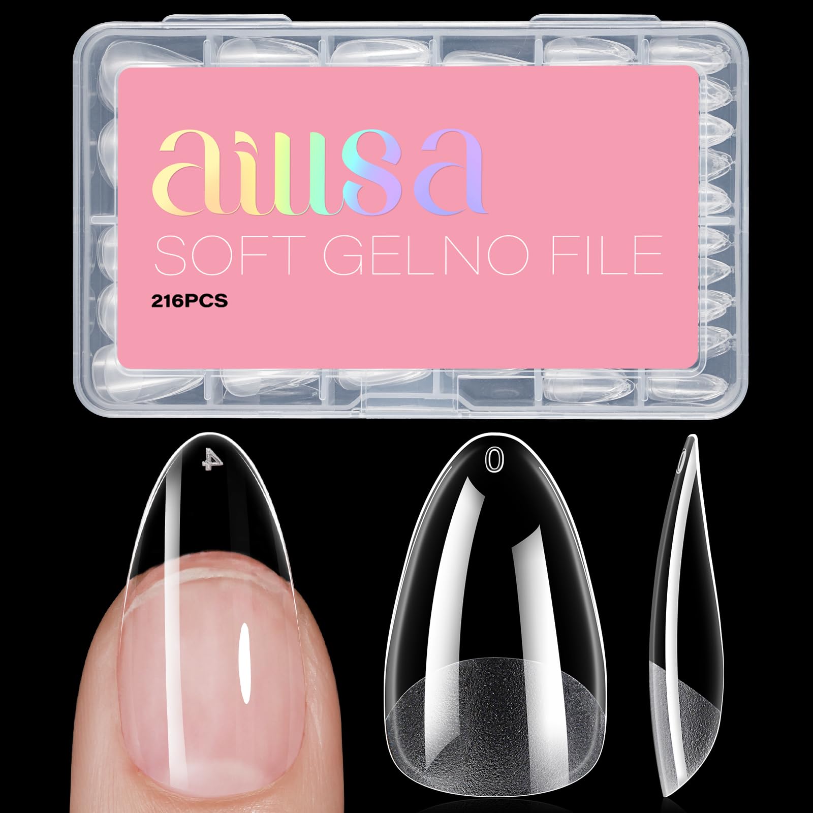 AILLSA Almond Fake Nails - Matte Gel Nail Tips -10