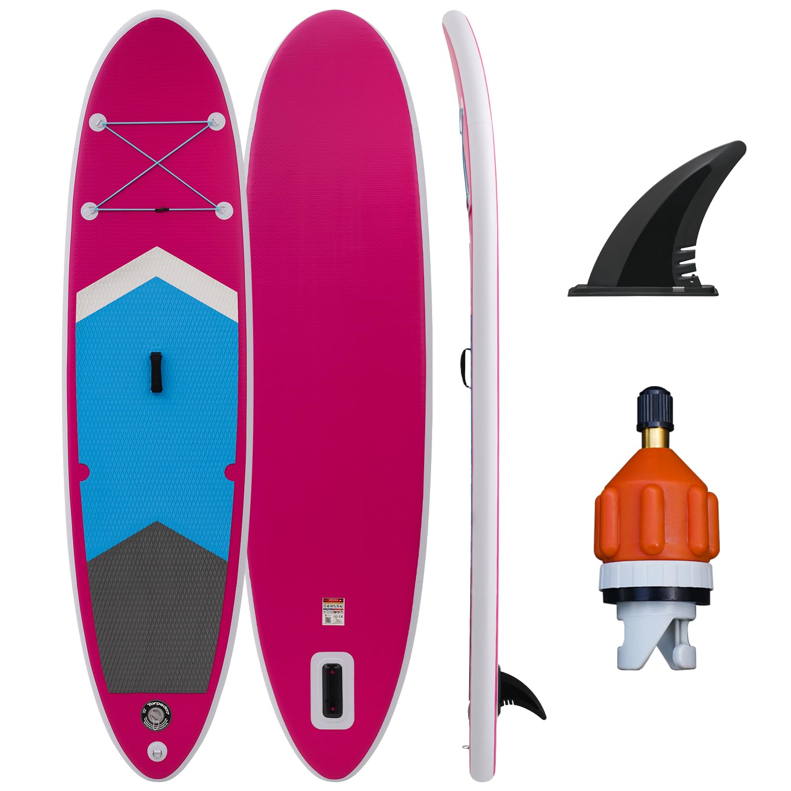 FunWaterInflatable 10'×30"×6" Paddle Board Inflatable SUP Inflatable Stand Up Paddle Board for All Skill Levels Included with Stand Up Paddle Board, Fins, Air Valve Adapters